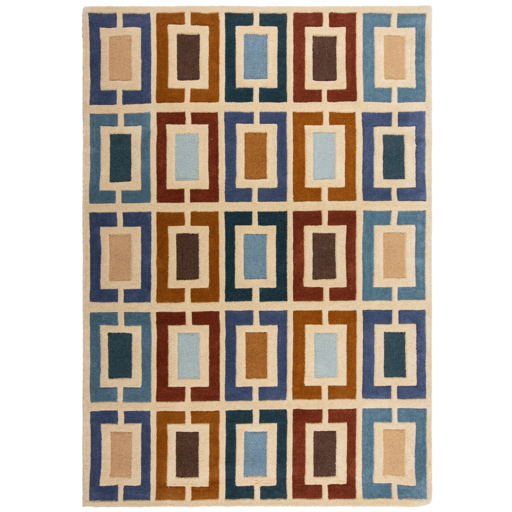 Flair Rugs, Ručne všívaný kusový koberec Illusion Retro Blocks Blue/Multi, 120x170, viacfarebná, detská izba