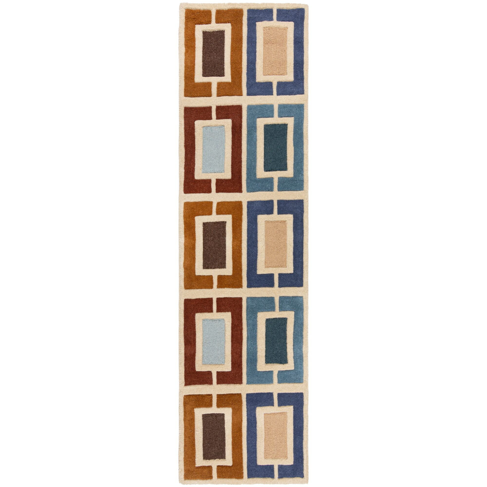Flair Rugs, Ručne všívaný behúň Illusion Retro Blocks Blue/Multi, 60x230, viacfarebná, detská izba