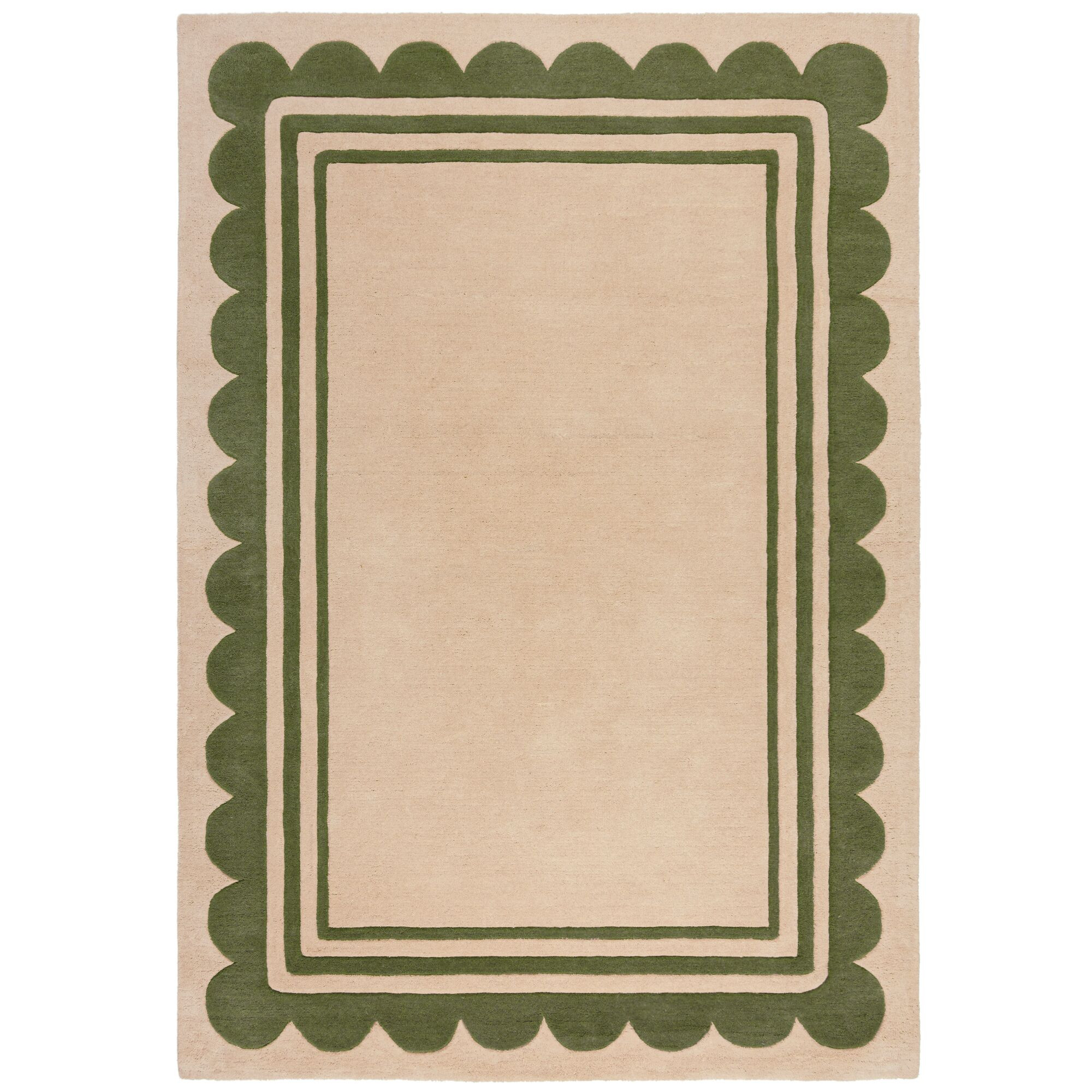 Flair Rugs, Ručne všívaný kusový koberec Lois Scallop Green, 120x170, zelená, chodba / predsieň