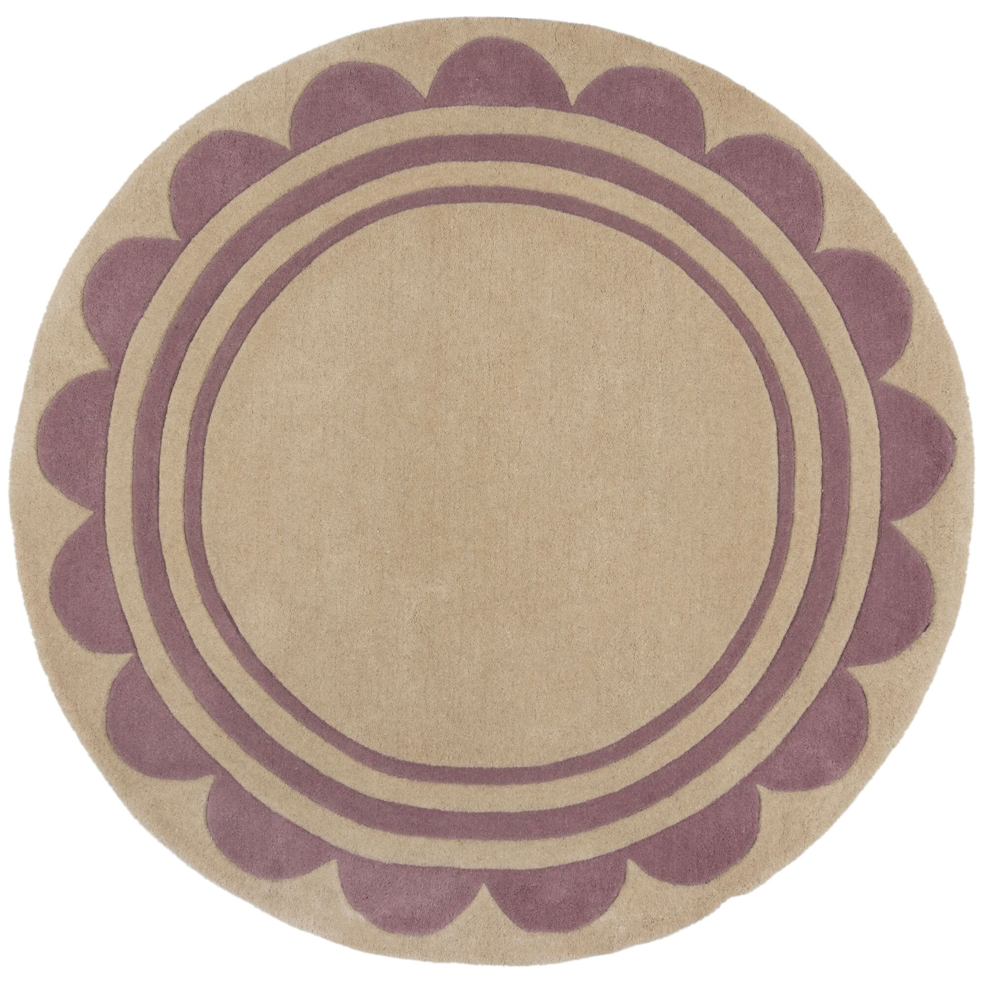 Flair Rugs, Ručne všívaný kusový koberec Lois Scallop Purple kruh, 120x120 (priemer) kruh, fialová, chodba / predsieň
