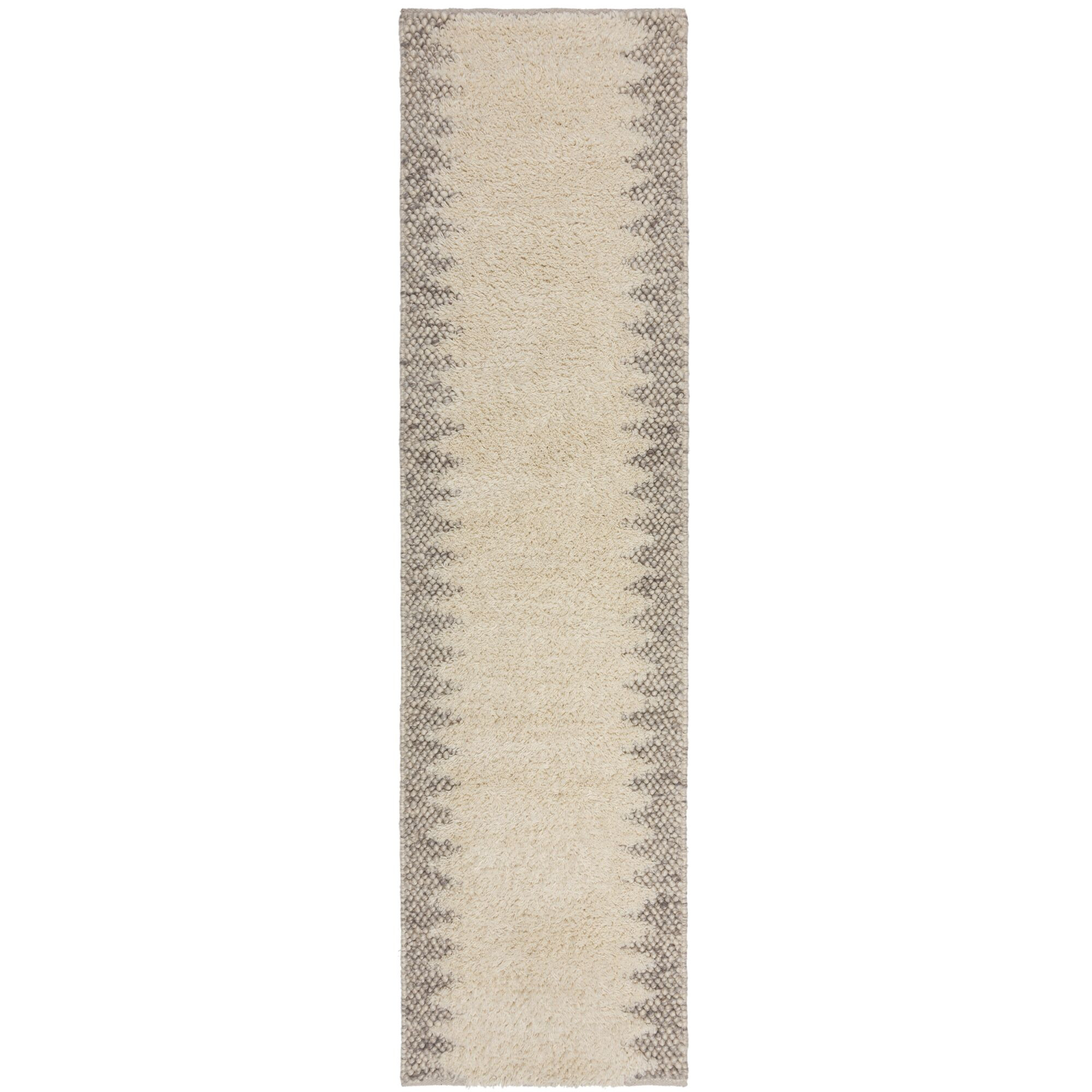 Flair Rugs, Ručne tkaný behúň Minerals Border Natural, 60x230, biela, chodba / predsieň