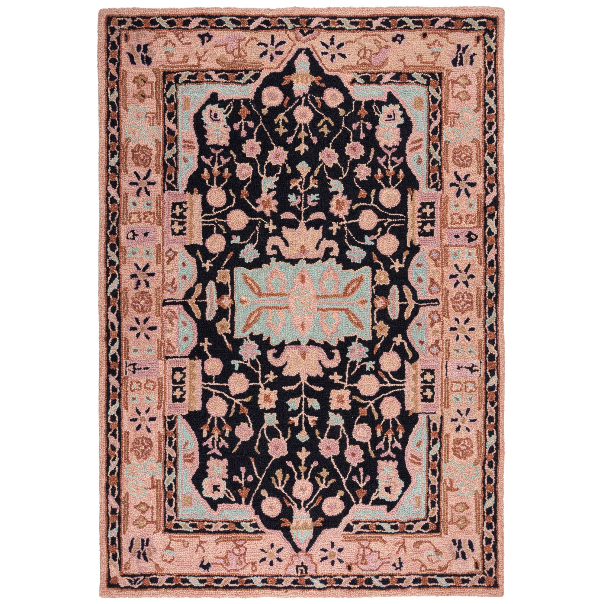 Flair Rugs, Kusový koberec Wool Loop Blossom Pink/Black, 120x170, ružová, obývacia izba