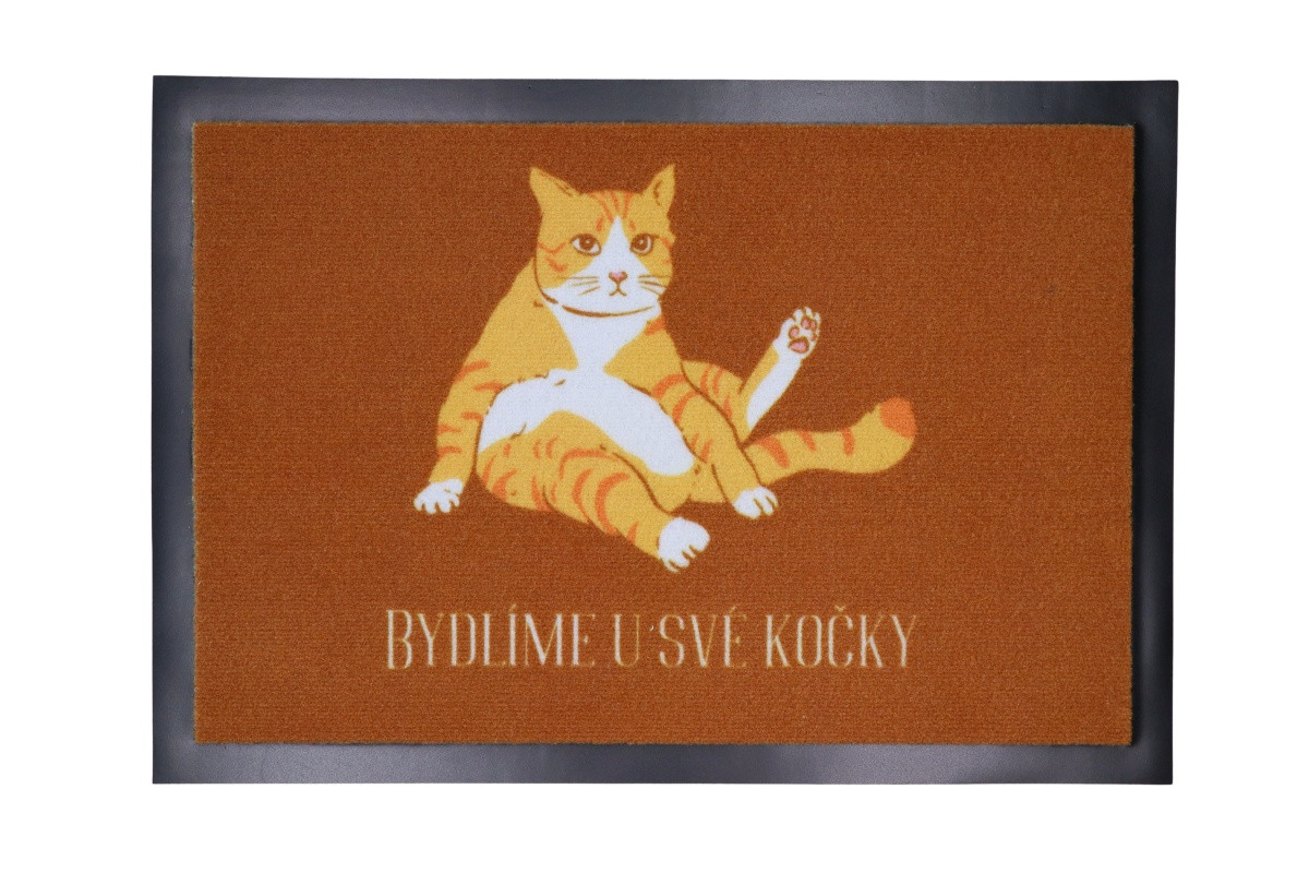 Mercury Flooring, Rohožka Bývame u svojej mačky 40x60 cm, 40x60, oranžová