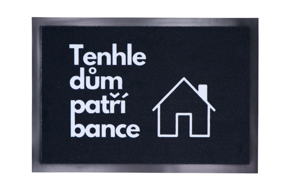 Mercury Flooring, Rohožka Tento dom patrí banke 40x60 cm, 40x60, čierna
