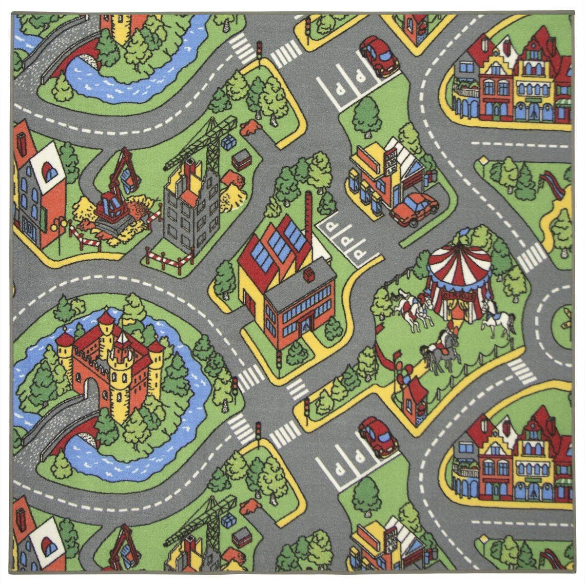 Vopi, Detský kusový koberec Hravé mesto štvorec, 60x60, viacfarebná, detská izba