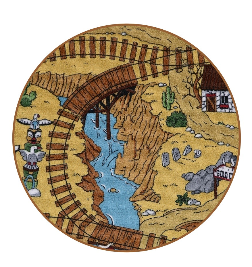 AladinWorld Expres, Detský kusový koberec Western kruh, 400x400 (priemer) kruh, viacfarebná, detská izba