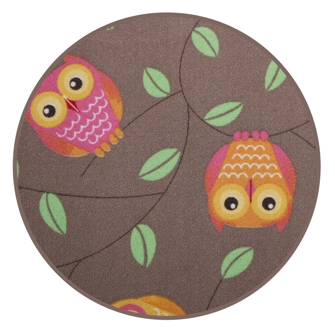 Detský kusový koberec Little Owls kruh, 350x350 (priemer) kruh, hnedá, detská izba