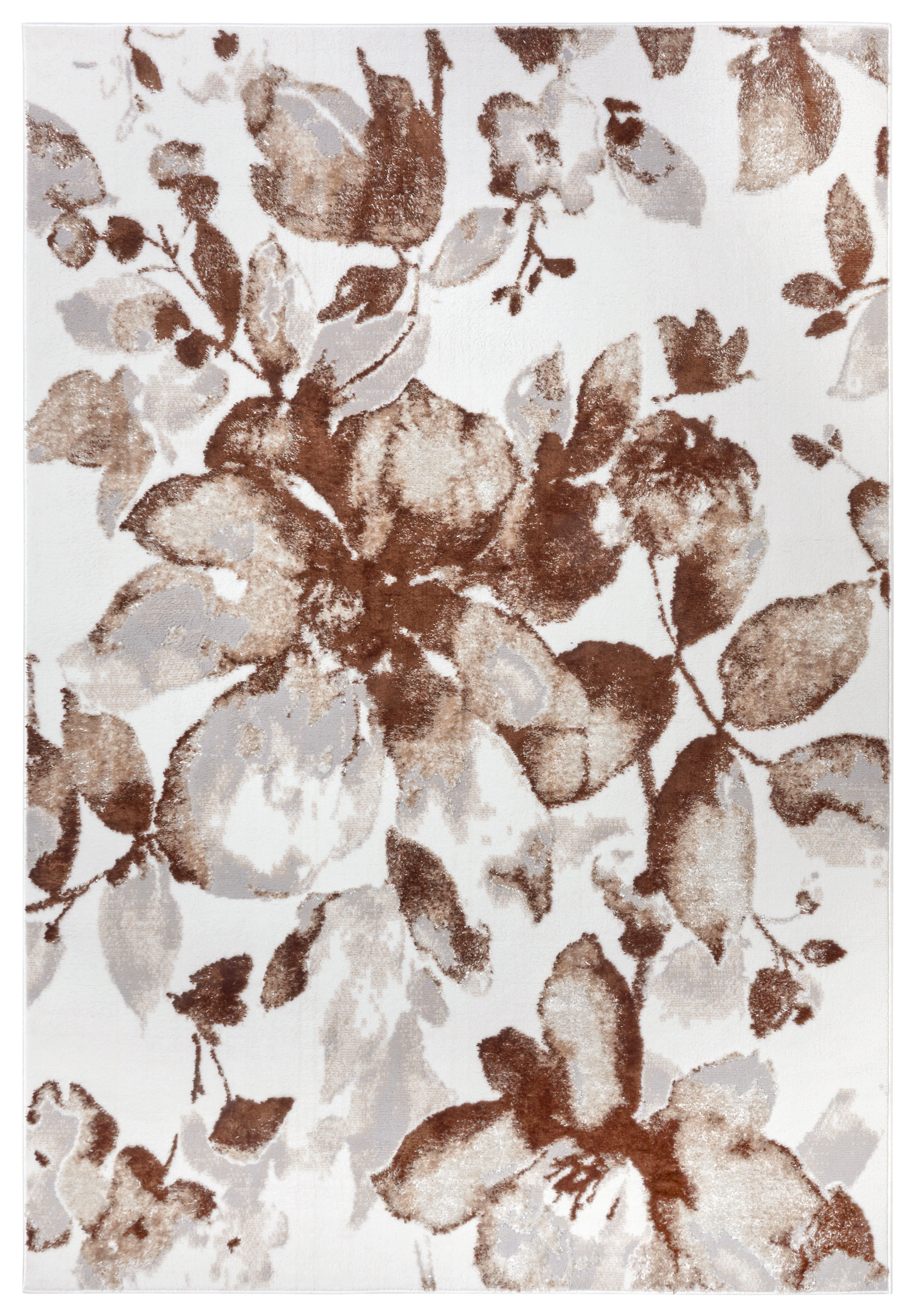 Hanse Home, Kusový koberec Shine 105921 Floral White Brown, 57x90, hnedá, obývacia izba