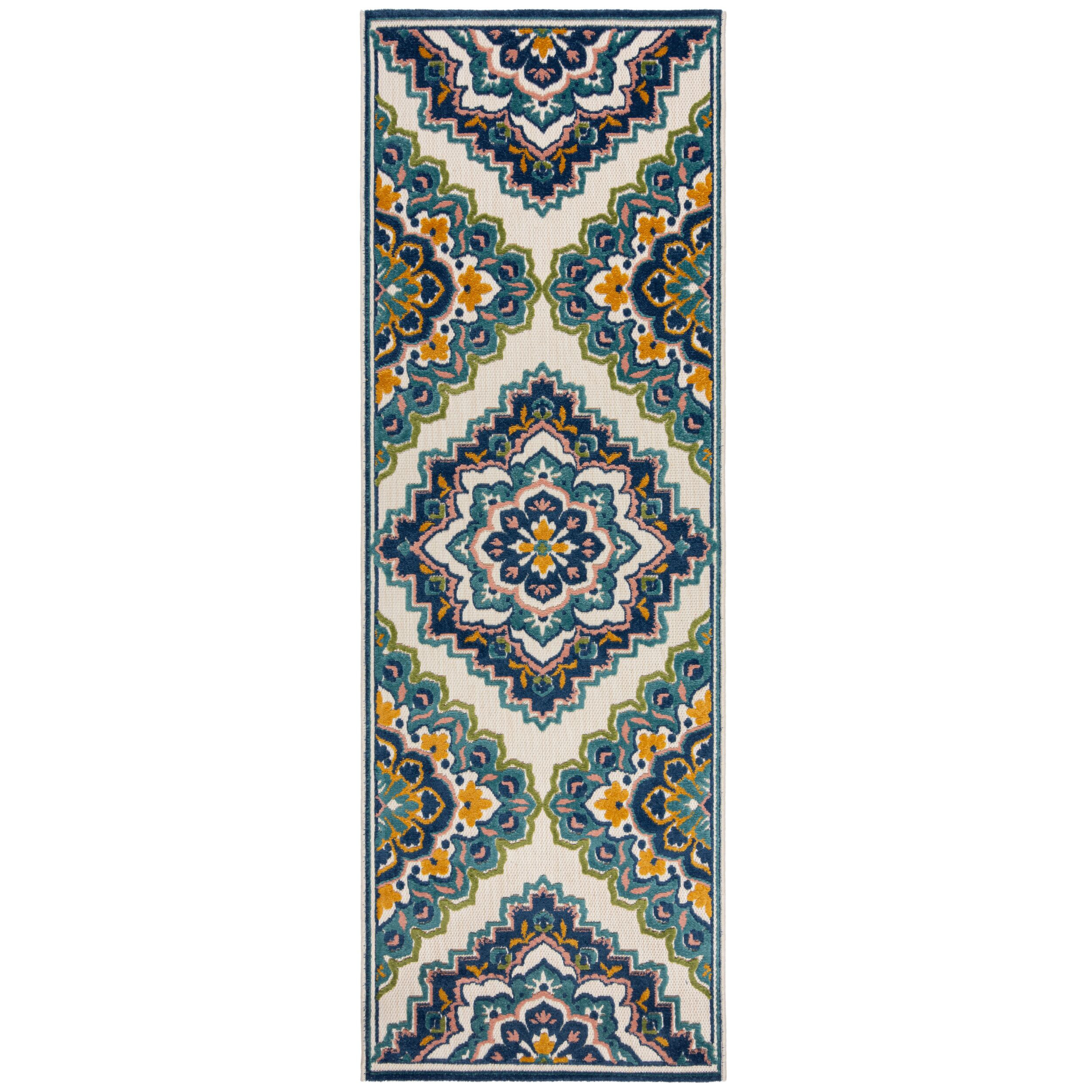 Flair Rugs, Behúň Miami Beach Floral Blue – na von aj na doma, 80x230, viacfarebná, exteriér