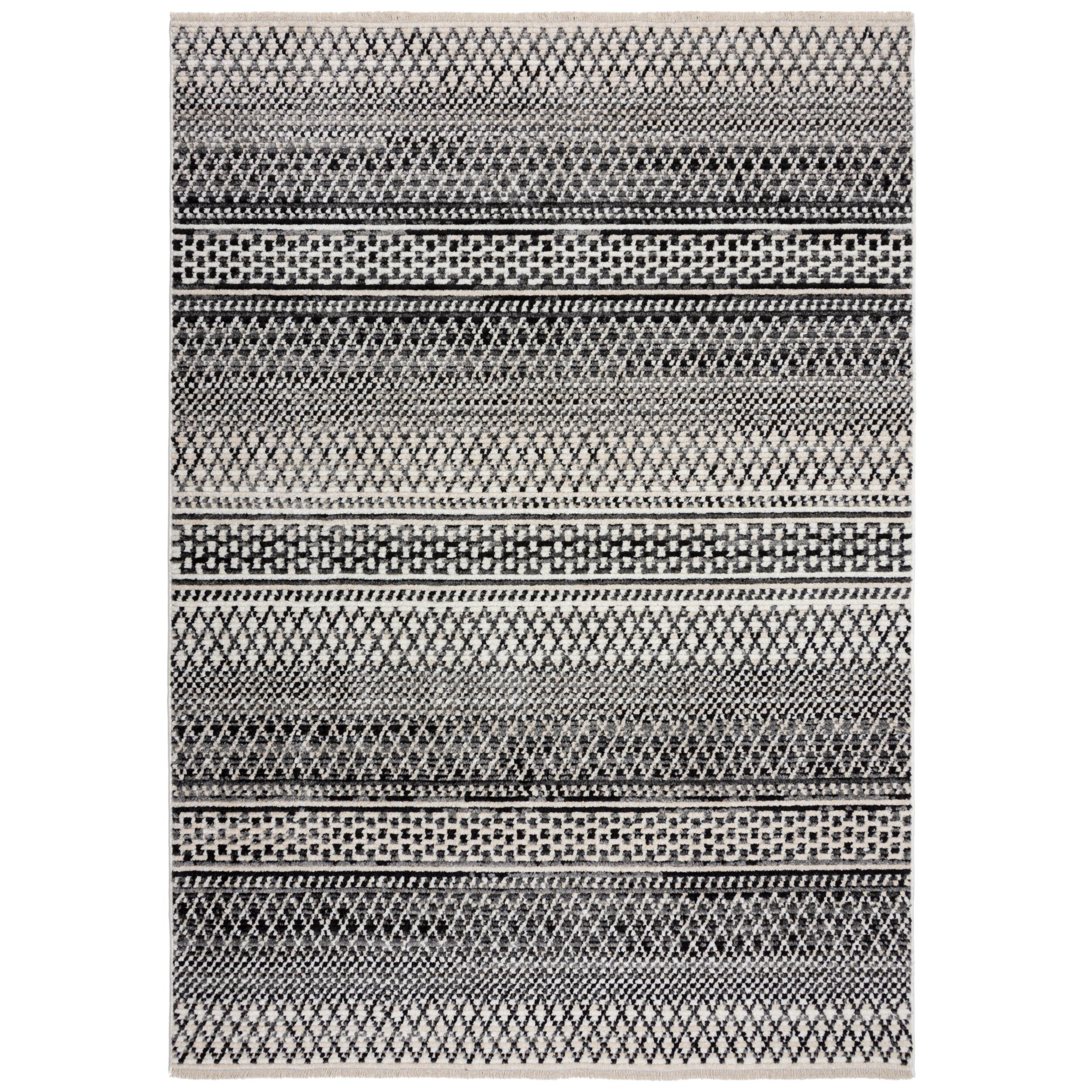 Flair Rugs, Kusový koberec Santiago Camino Black/White, 200x300, čiernobiela, obývacia izba