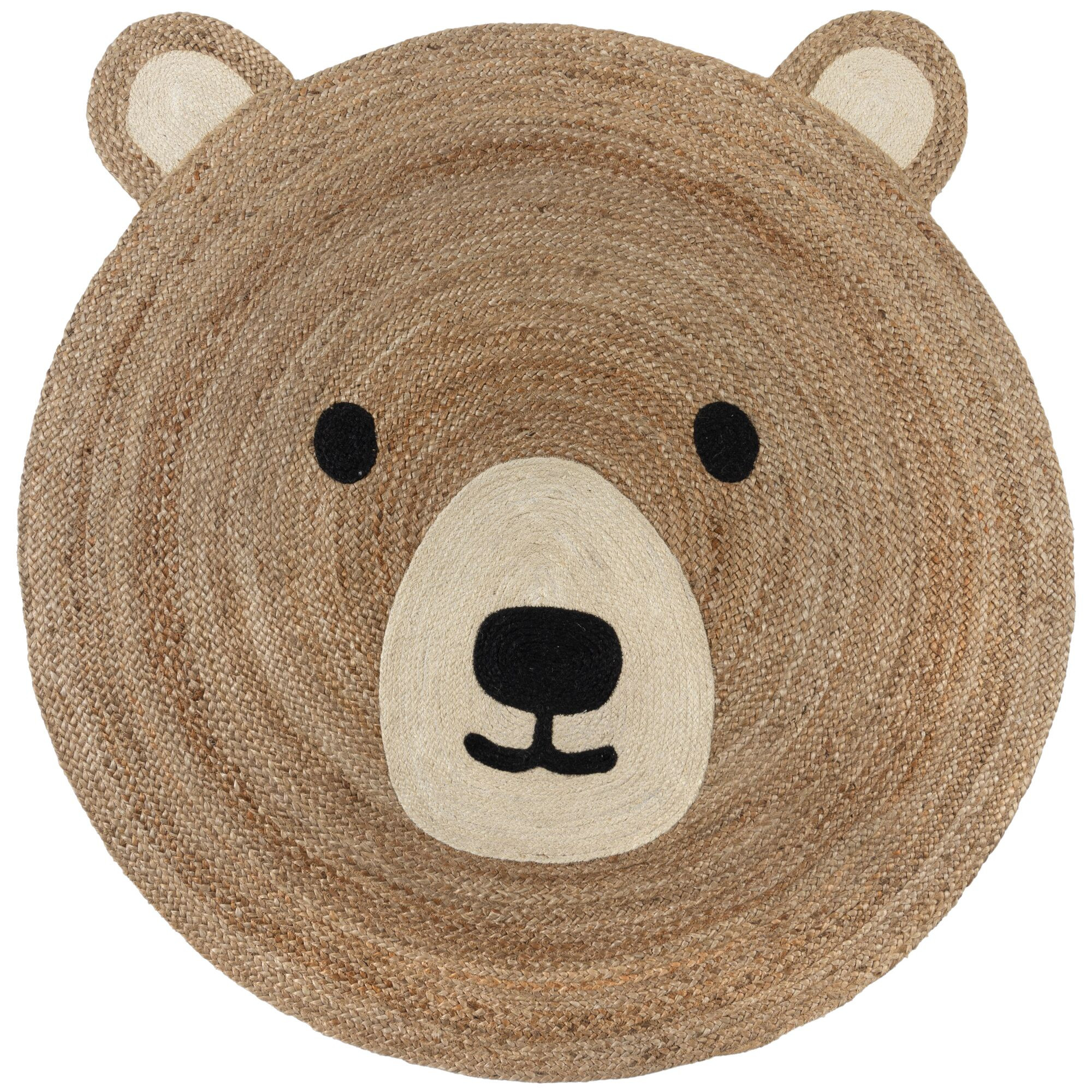 Flair Rugs, AKCIA: 100x100 (průměr) kruh cm Detský koberček Jute Kids Bear Natural, hnedá, detská izba