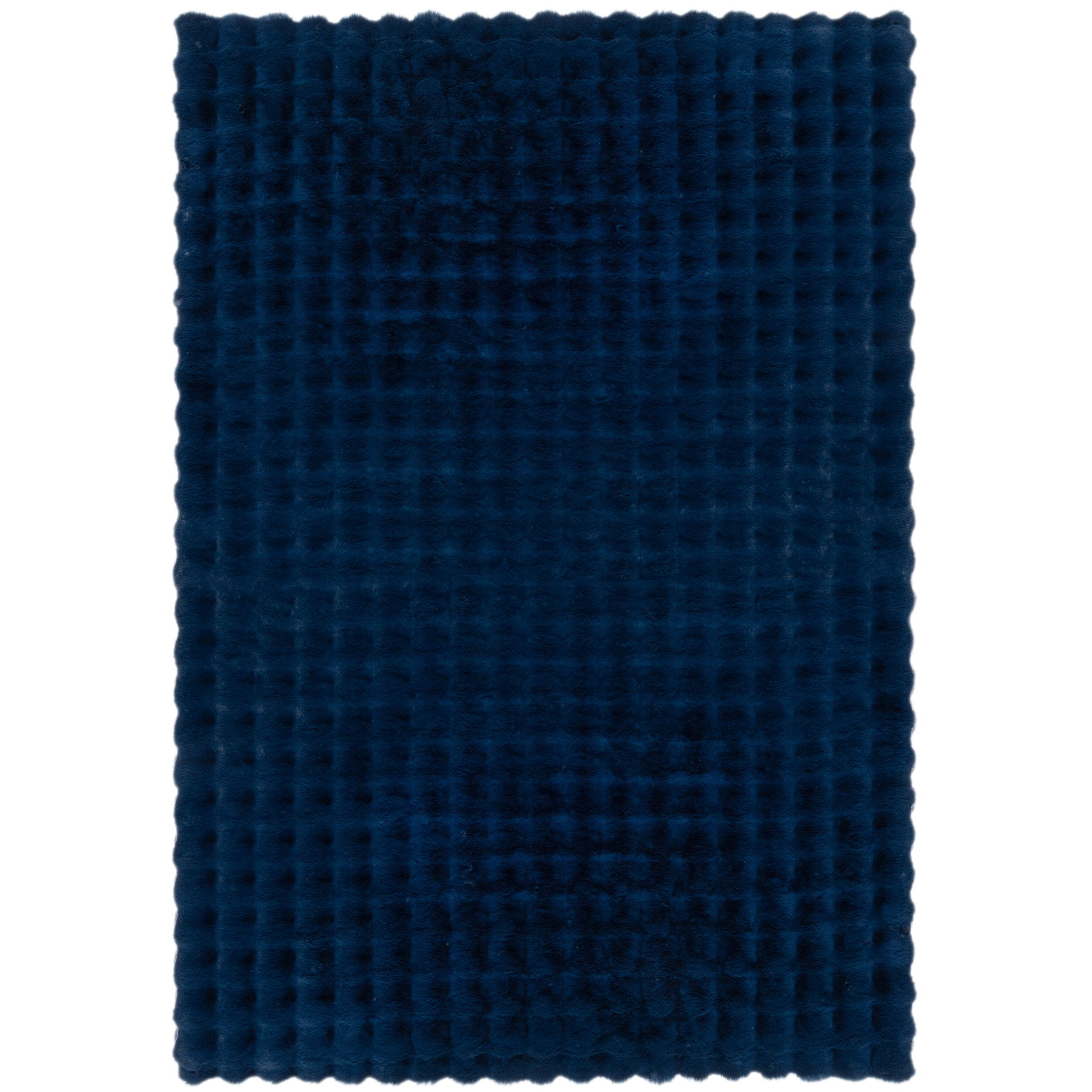 Flair Rugs, Kusový koberec Waffle Faux Fur Navy, 180x290, modrá, obývacia izba