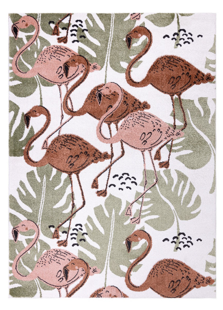 Dywany Łuszczów, AKCIE: OBRÁTENÝ VZOR, 120x170 Detský kusový koberec Fun Flami Flamingos cream, 120x170, viacfarebná, detská izba