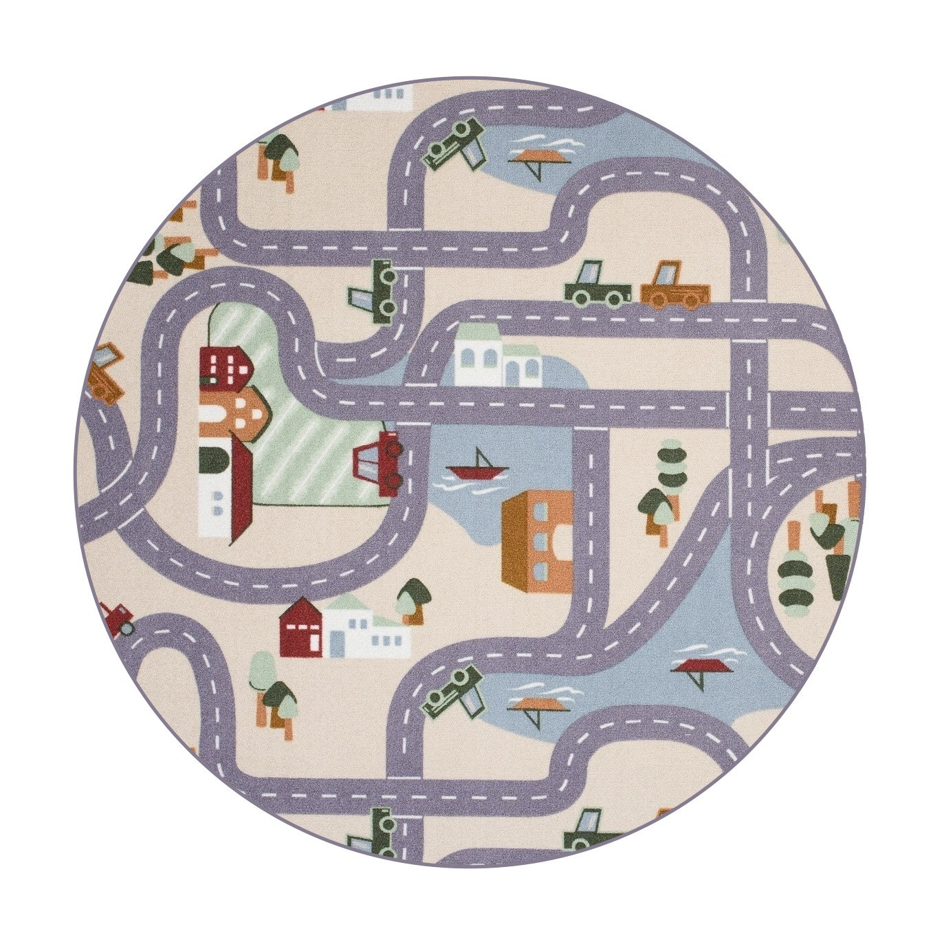 Vopi, Detský kusový koberec Scanroad 39 kruh, 57x57 (priemer) kruh, viacfarebná, detská izba