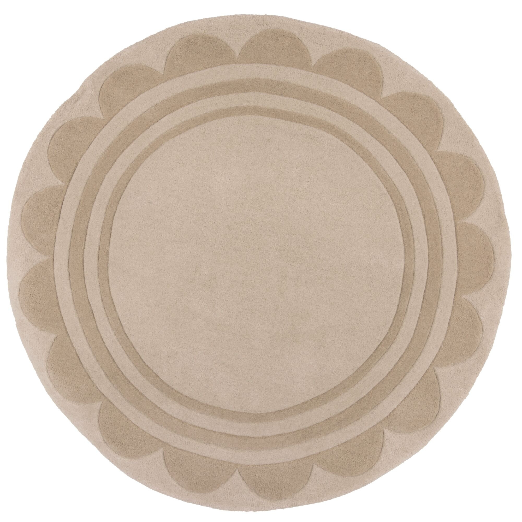 Flair Rugs, AKCIA: 120x120 (průměr) kruh cm Ručne všívaný kusový koberec Lois Scallop Natural kruh, béžová, chodba / predsieň
