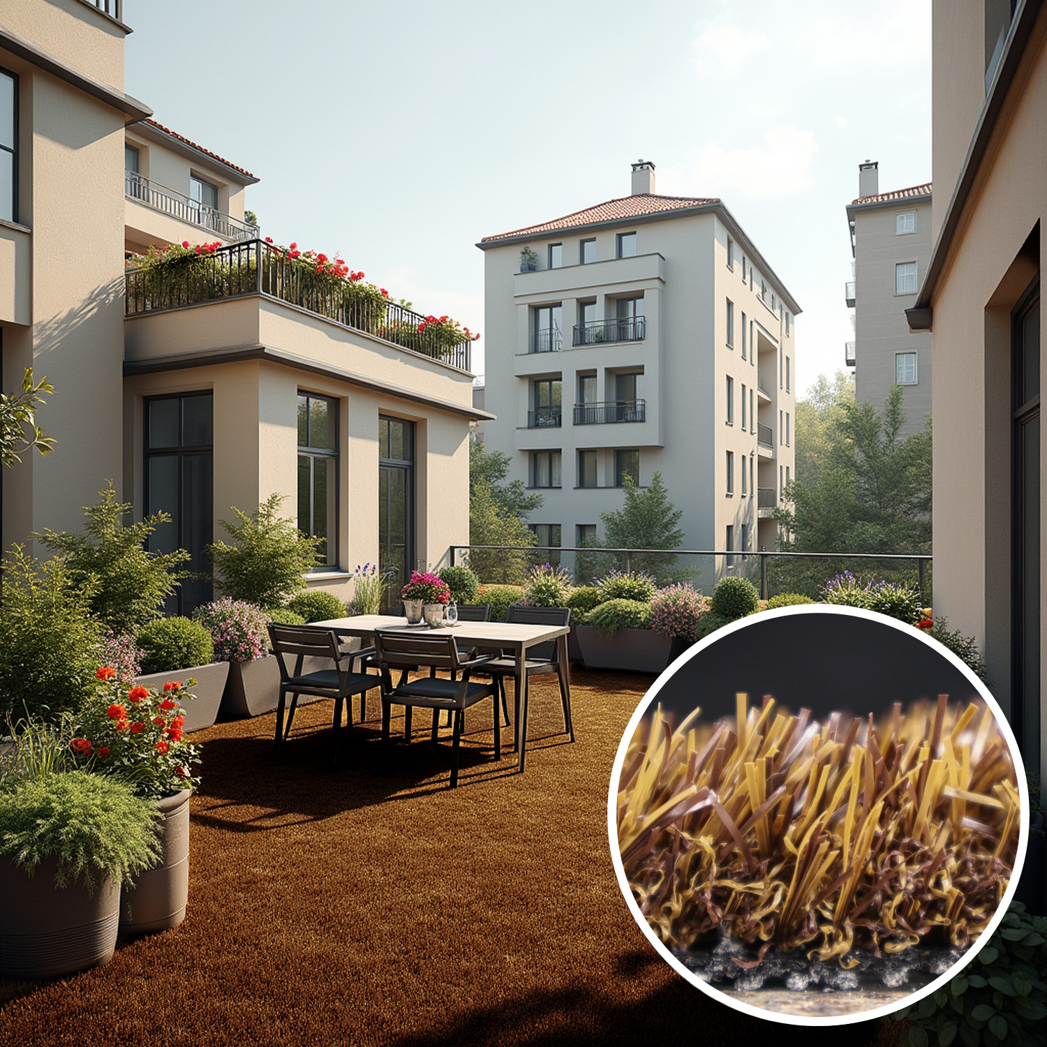 Europe Grass, Umelá tráva PartyGrass Brown, vyrezať kruh, šíře 4m, hnedá
