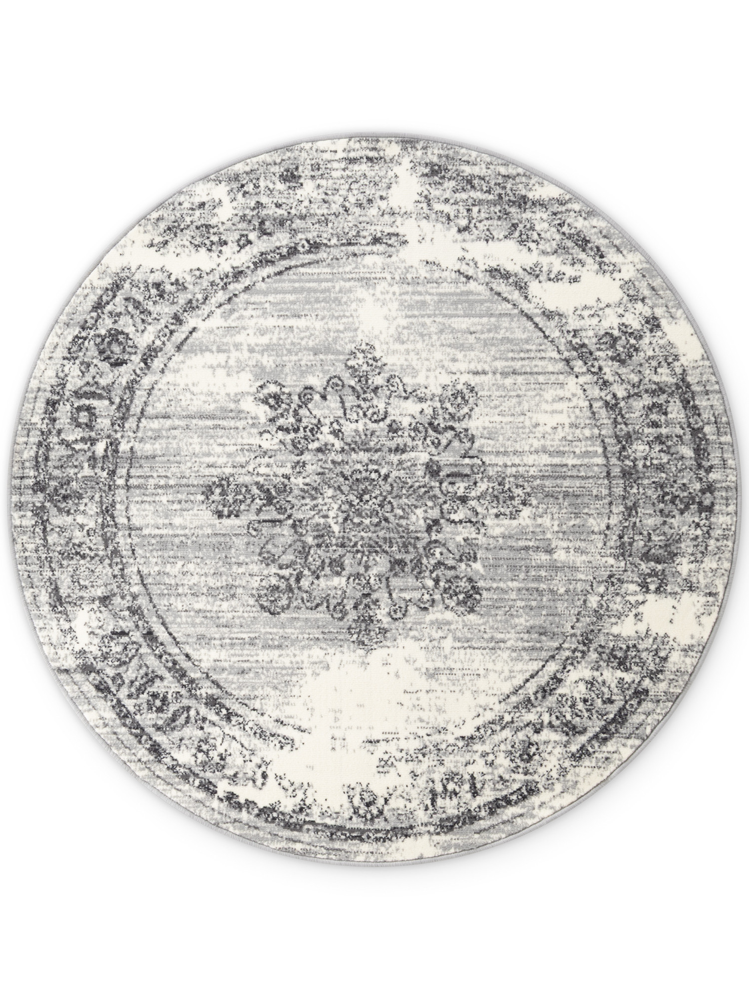 Hanse Home, Kusový koberec Gloria Lydia 106254 Creme Grey kruh, 160x160, šedá, chodba / predsieň