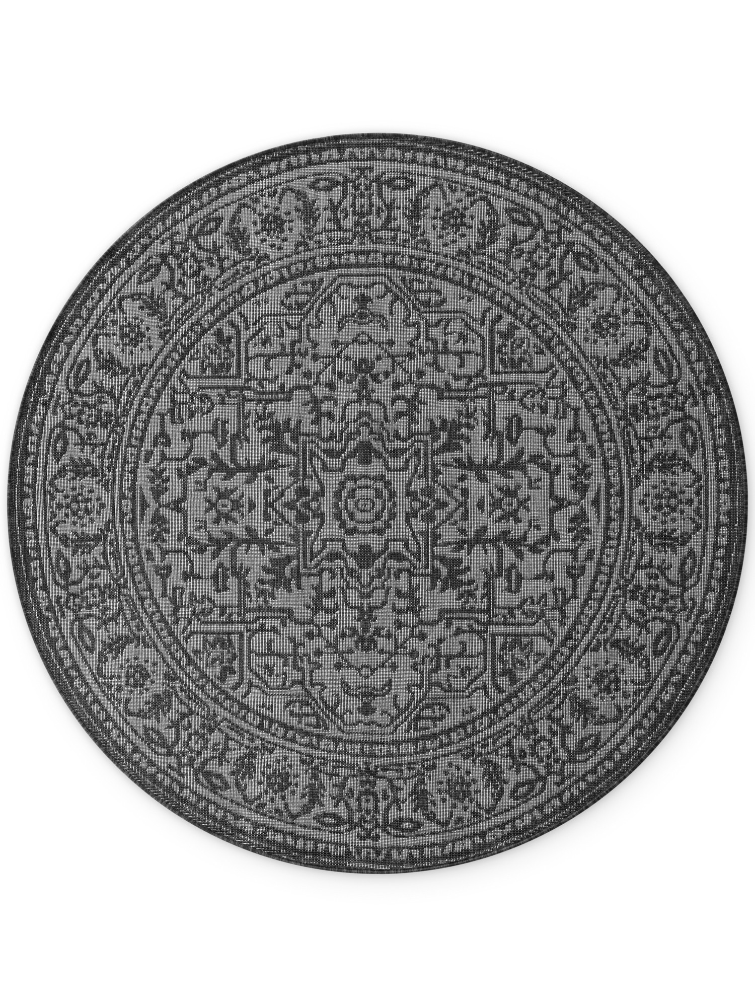 Hanse Home, Kusový koberec Duet Kona 106248 Black/White kruh - na von aj na doma, 160x160, čiernobiela, chodba / predsieň