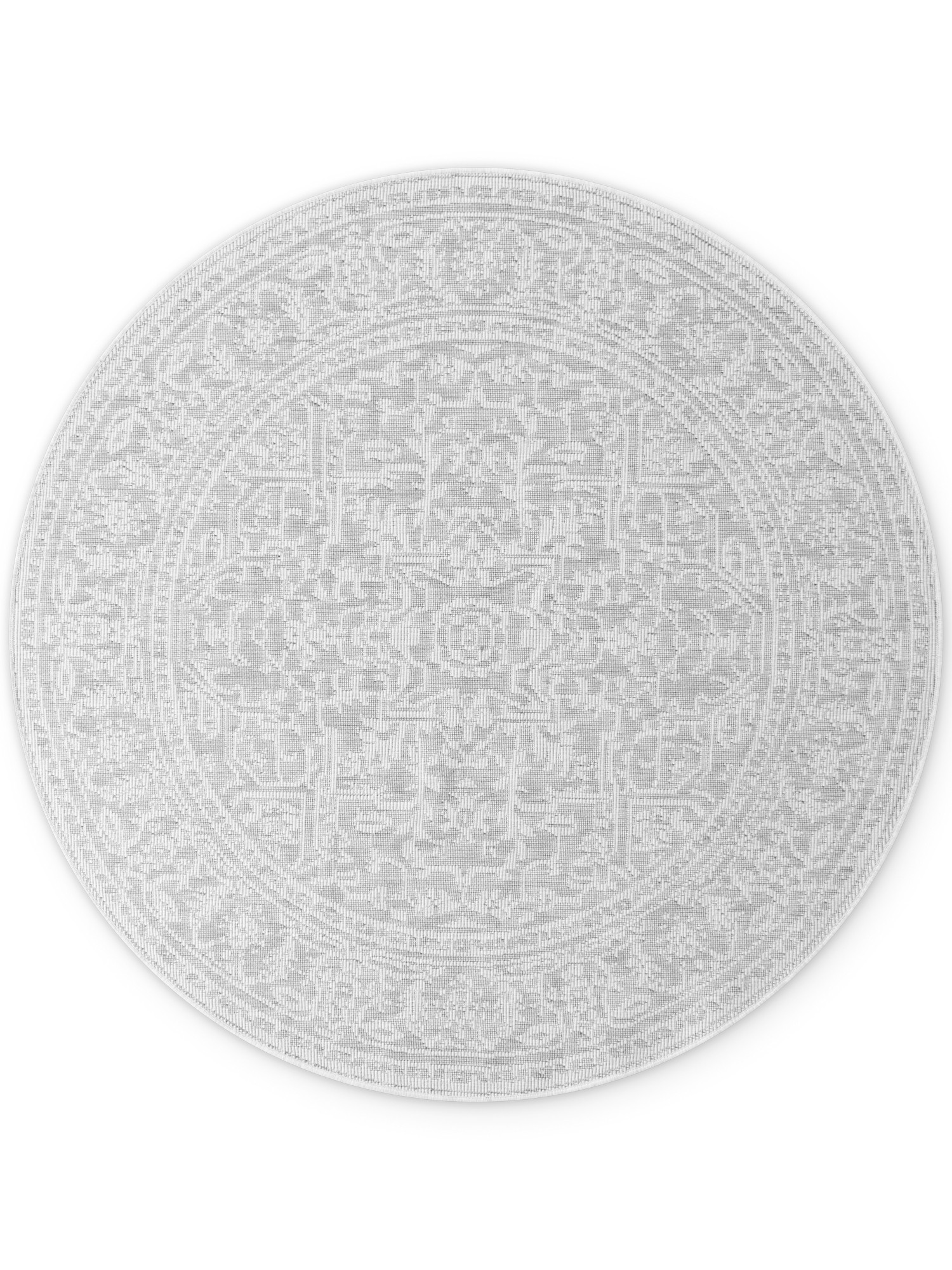 Hanse Home, Kusový koberec Duet Kona 106249 White/Gray kruh - na von aj na doma, 160x160, šedá, chodba / predsieň