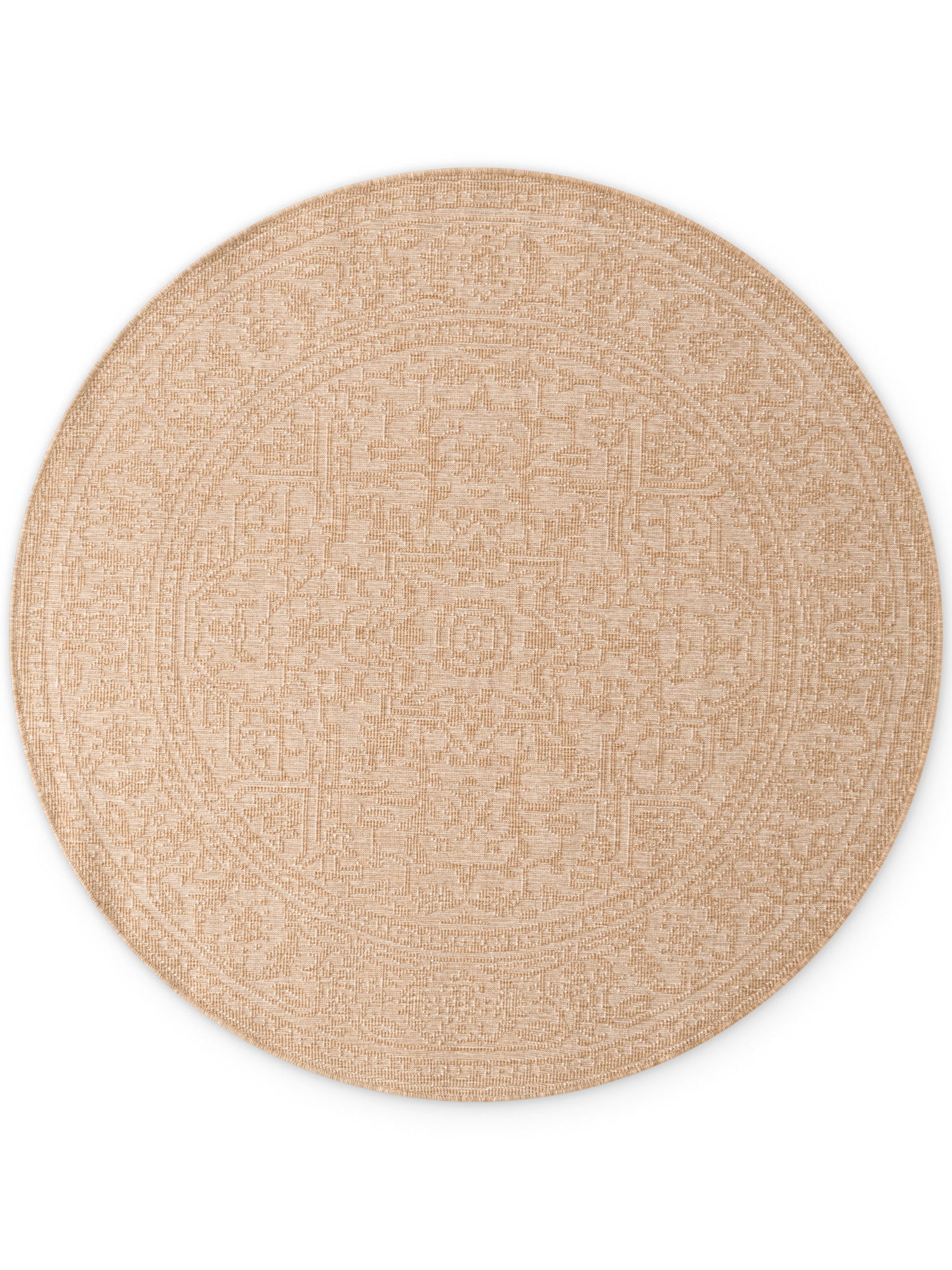 Hanse Home, Kusový koberec Duet Kona 106250 Beige/White kruh - na von aj na doma, 160x160, béžová, chodba / predsieň
