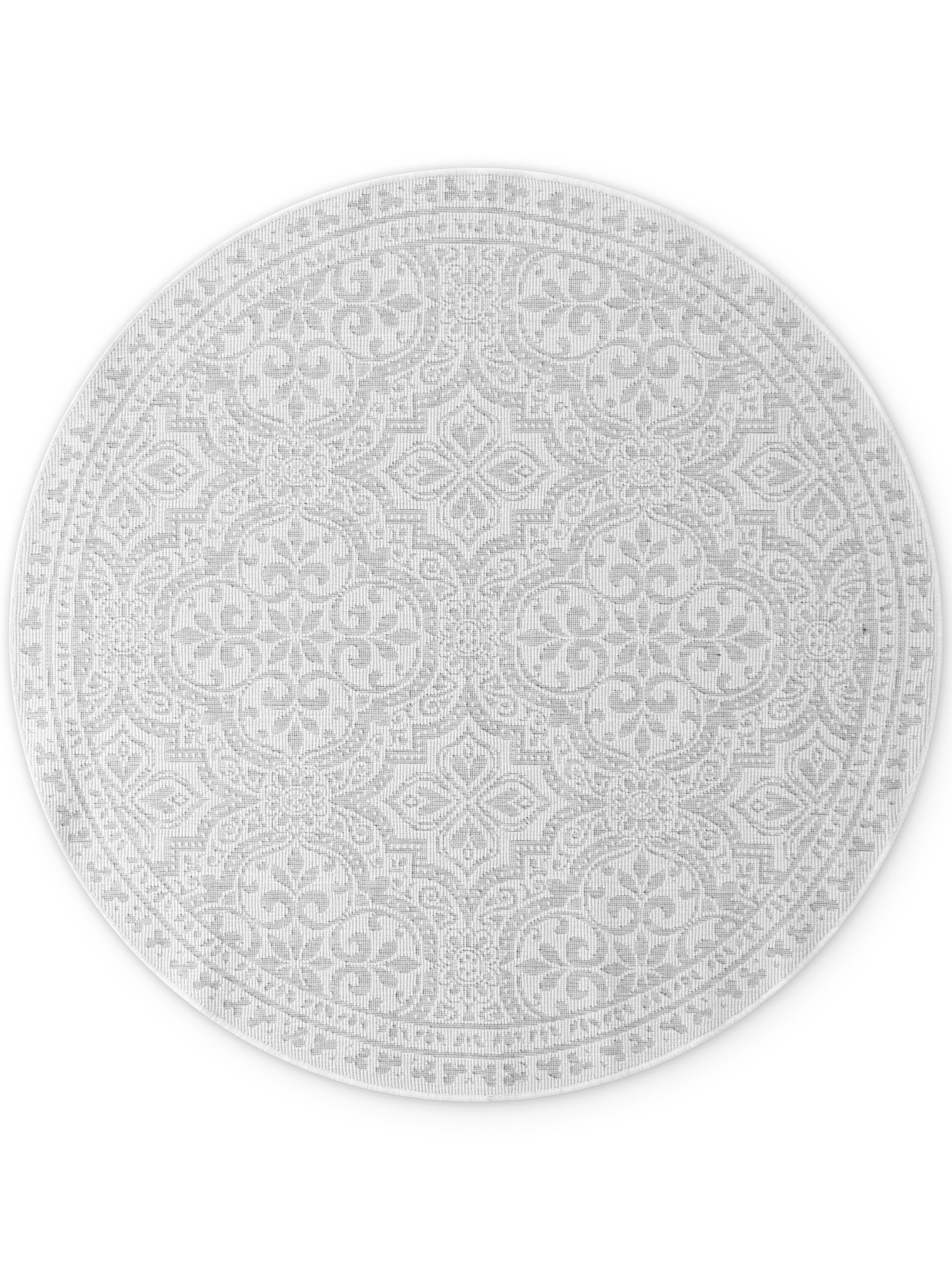 Hanse Home, Kusový koberec Duet Rosel 106251 White/Gray kruh - na von aj na doma, 160x160, šedá, chodba / predsieň
