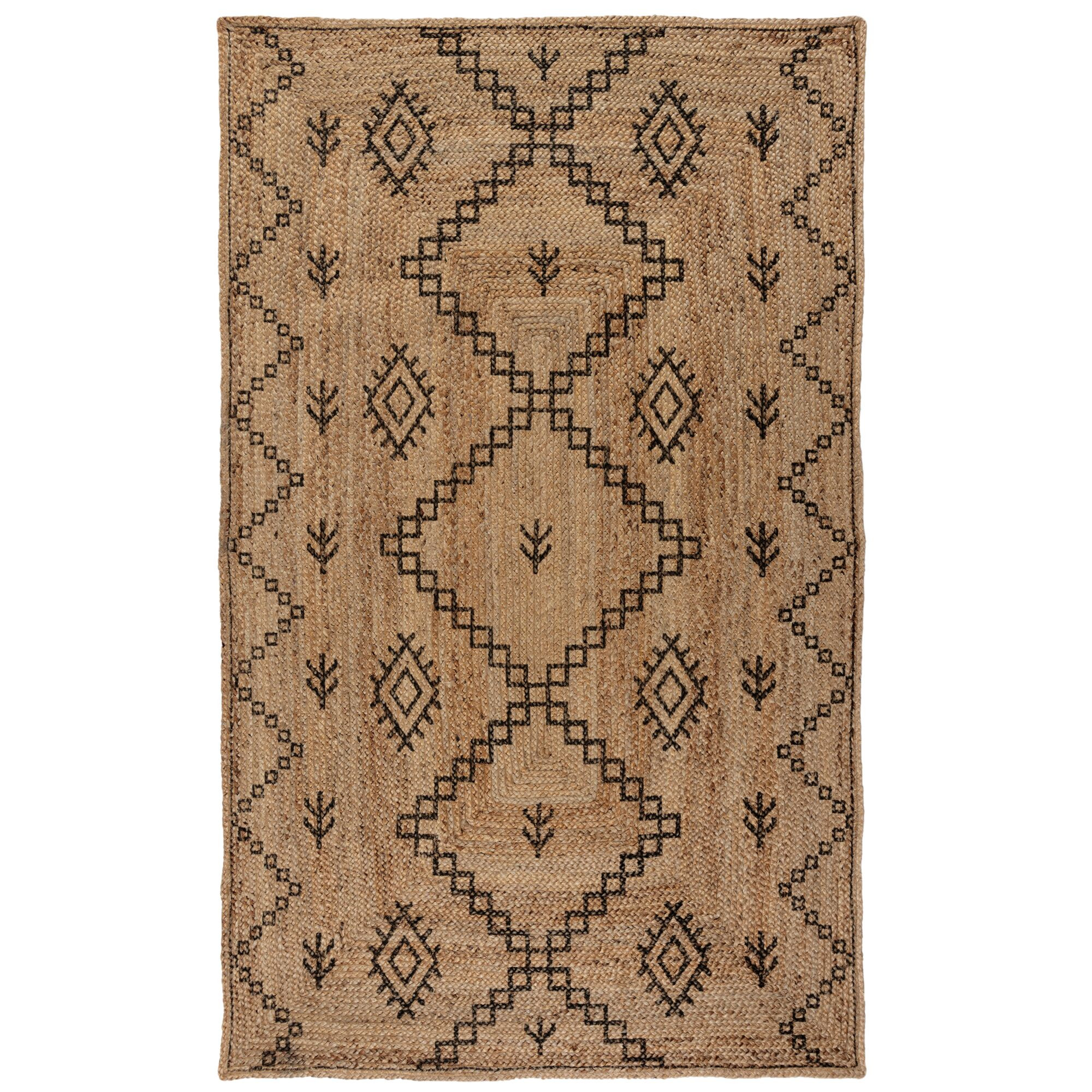 Flair Rugs, AKCIA: 120x170 cm Kusový koberec Printed Jute Rowen Natural/Black, béžová, chodba / predsieň