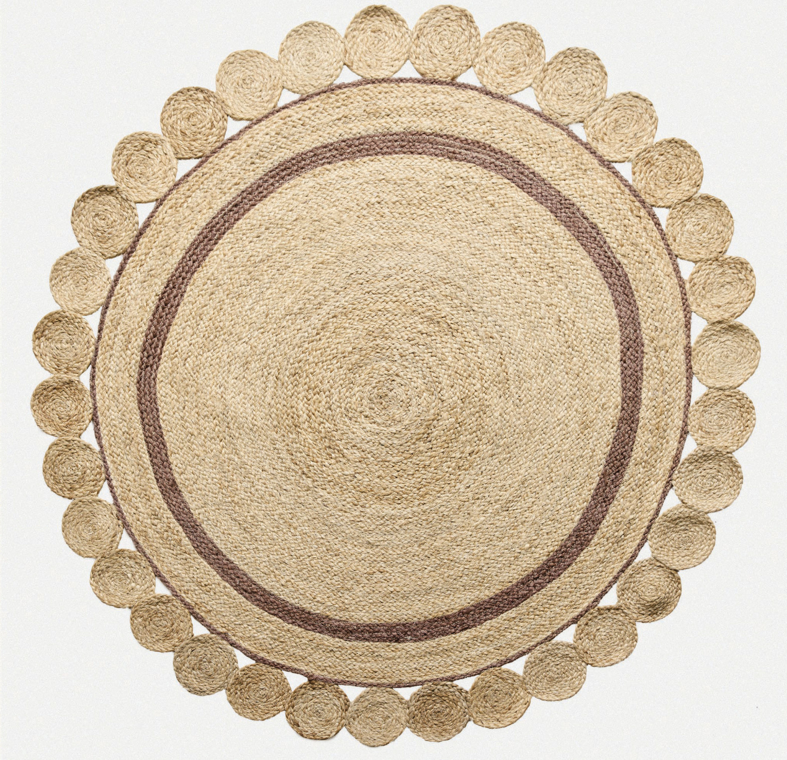 Diamond Carpets India, Ručne viazaný kusový koberec Ora J-28 Natural kruh, 120x120, béžová, chodba / predsieň