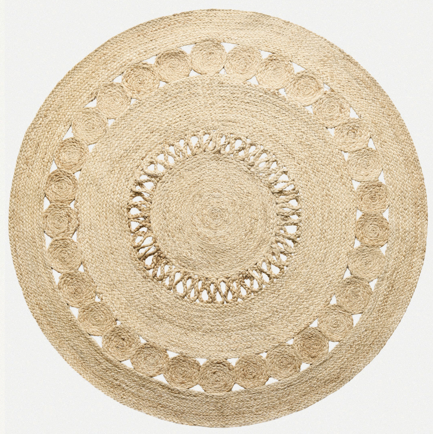 Diamond Carpets India, Ručne viazaný kusový koberec Zora J 29 Natural kruh, 80x80, béžová, chodba / predsieň