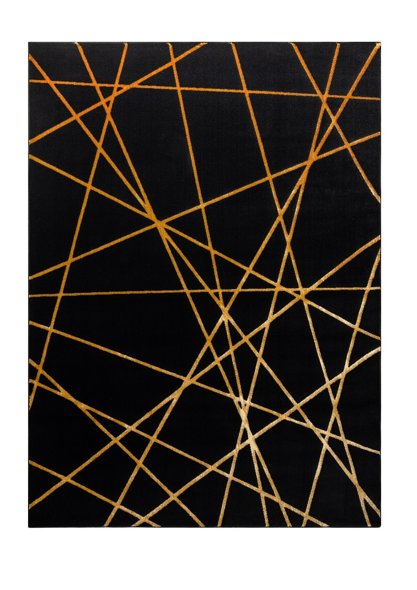 Dywany Łuszczów, AKCIA: 200x290 cm Kusový koberec Gloss 406C 86 geometric black/gold, čierna, chodba / predsieň