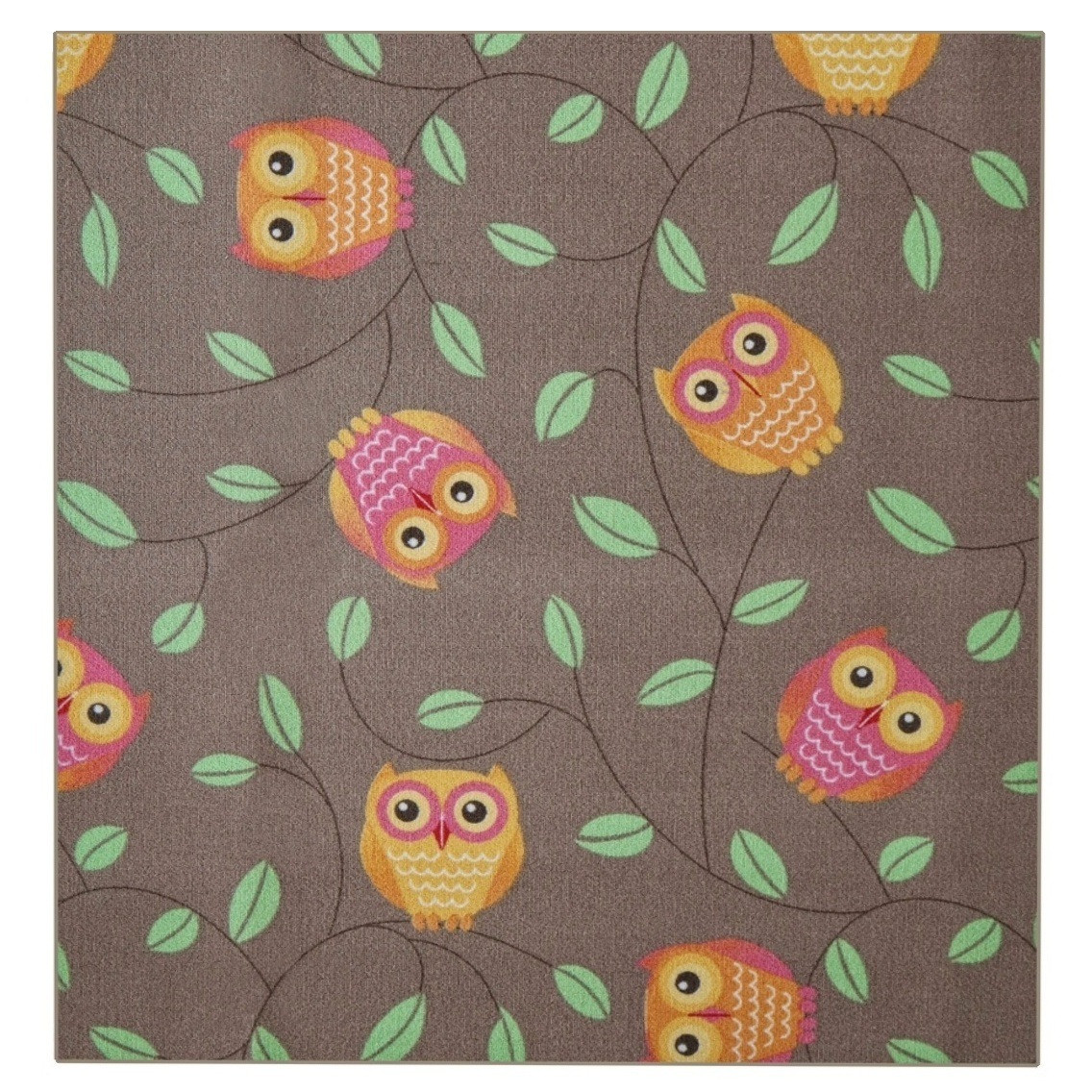 Detský kusový koberec Little Owls štvorec, 60x60, hnedá, detská izba