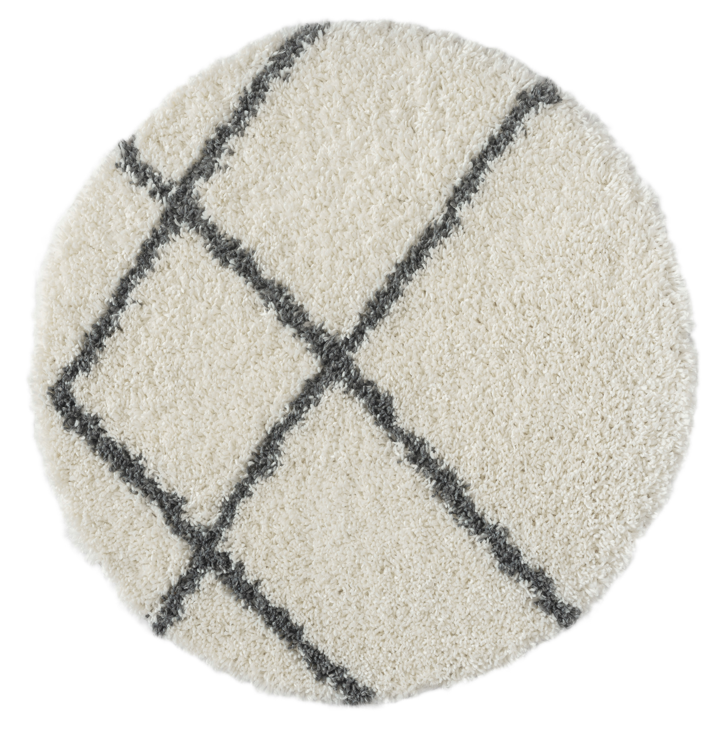 My Flair, Kusový koberec My Shaggy Raute creme kruh, 150x150 (priemer) kruh, čiernobiela, chodba / predsieň