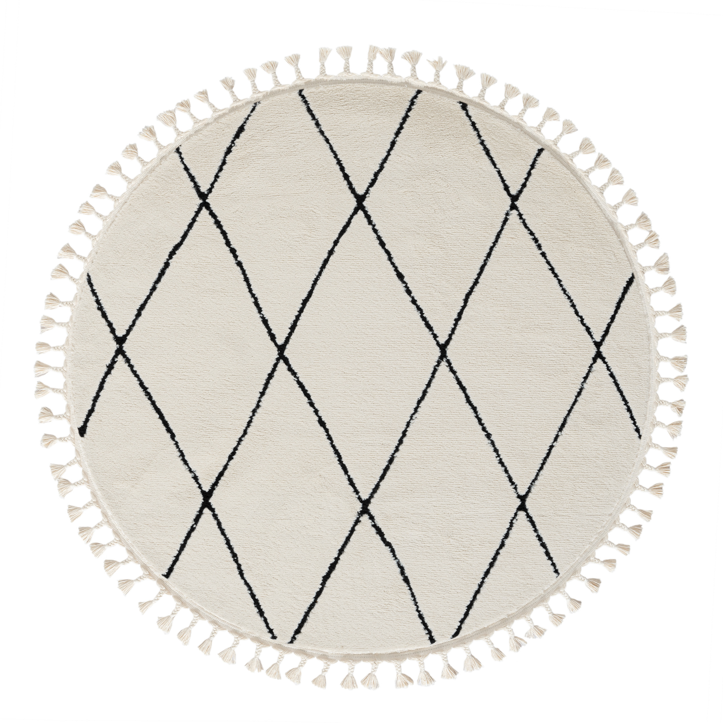 My Flair, Kusový koberec Moroccan Fantasy weiß kruh, 190x190 (průměr) kruh, čiernobiela, obývacia izba