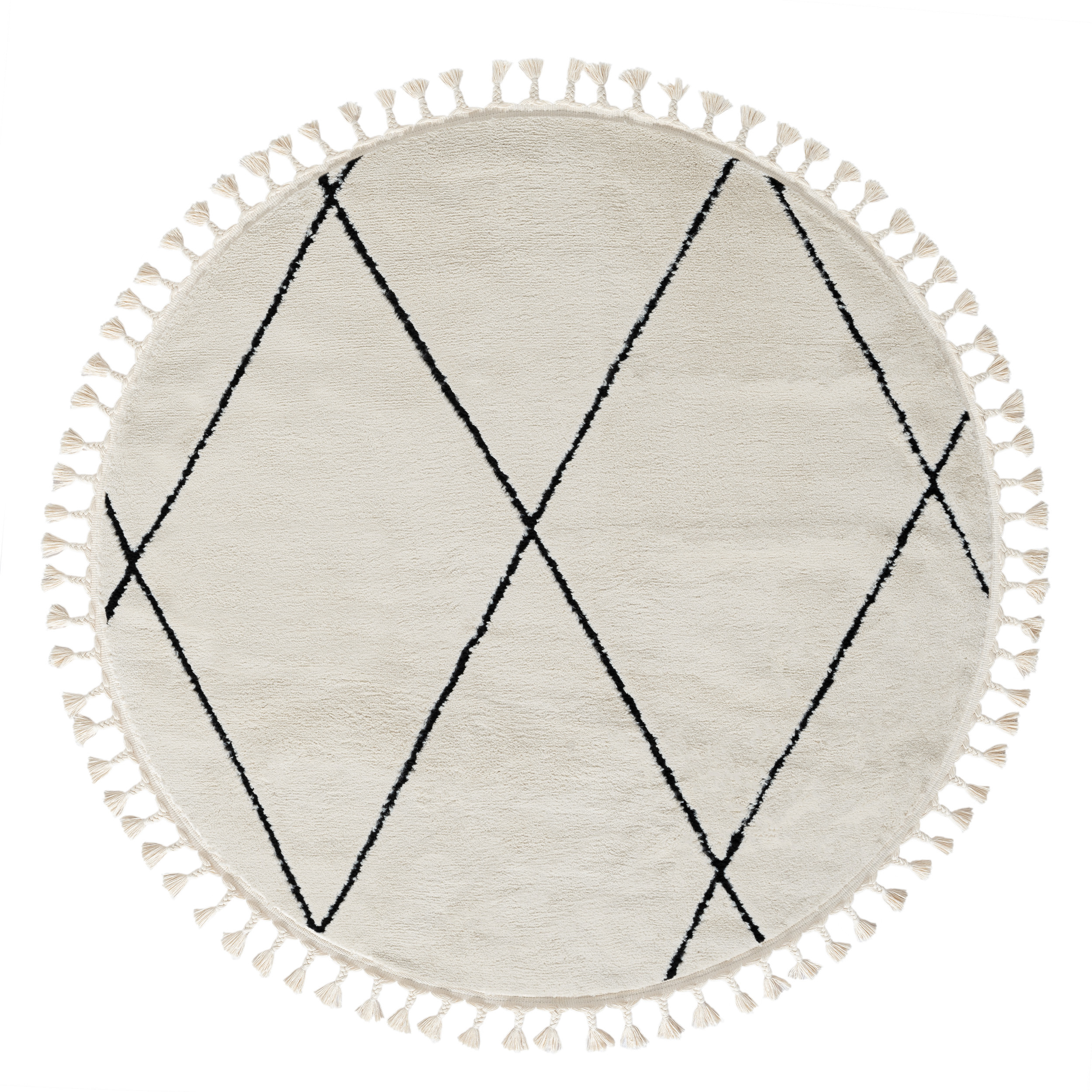 My Flair, Kusový koberec Moroccan Charm weiß kruh, 190x190 (průměr) kruh, čiernobiela, obývacia izba
