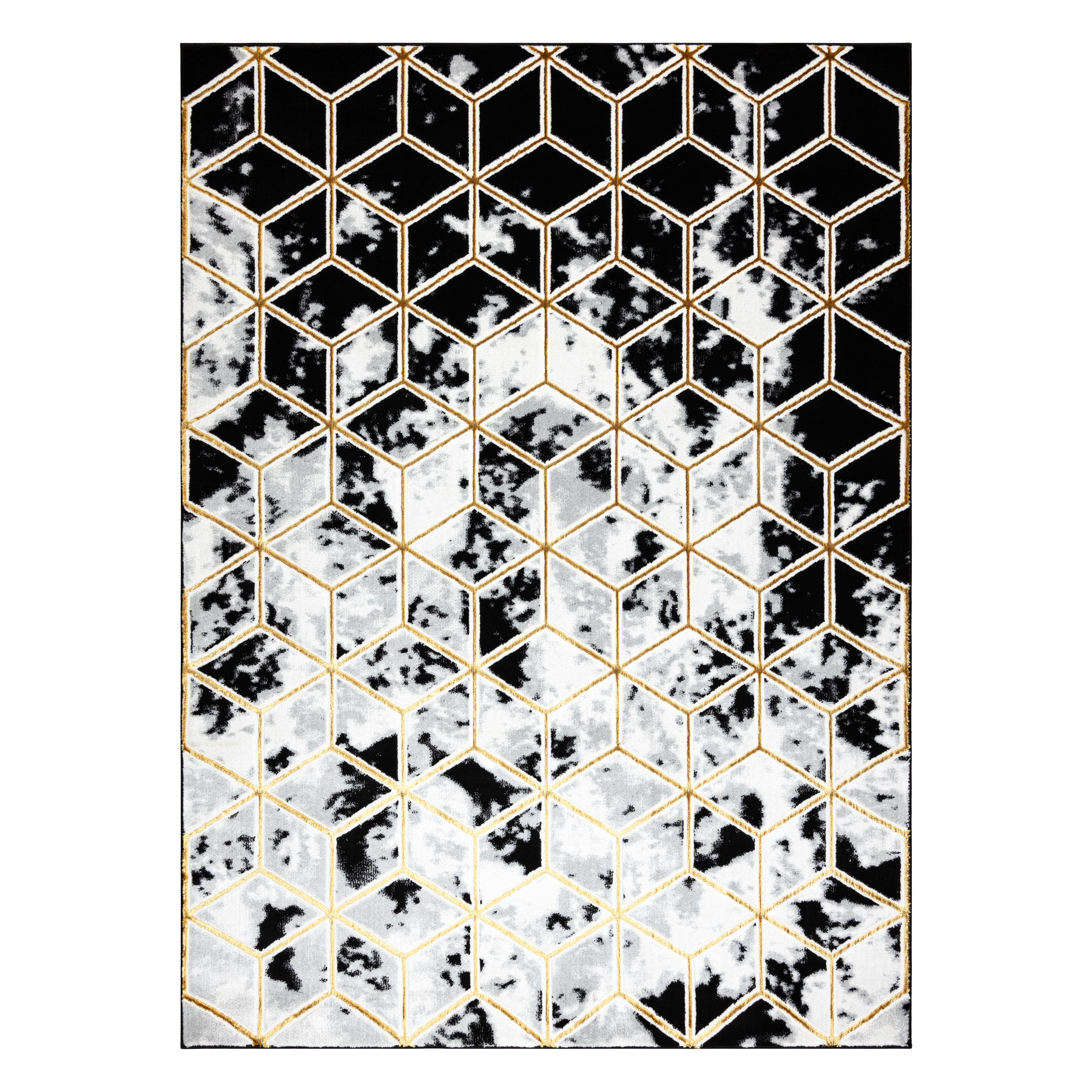 Dywany Łuszczów, Kusový koberec Allure 1966 black/gold, 200x290, žltá, kancelária