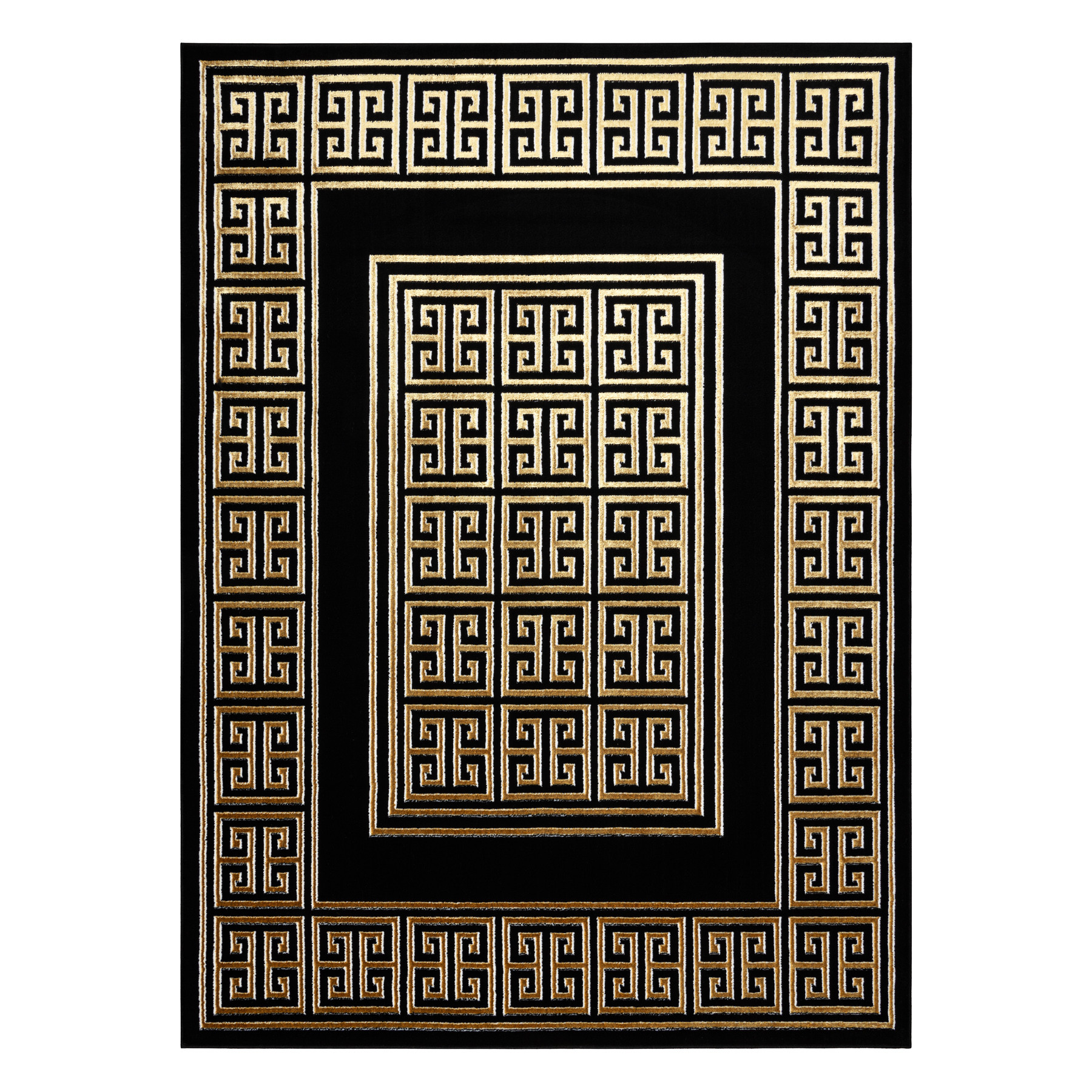 Dywany Łuszczów, Kusový koberec Allure 1968 black/gold, 160x220, čierna, kancelária