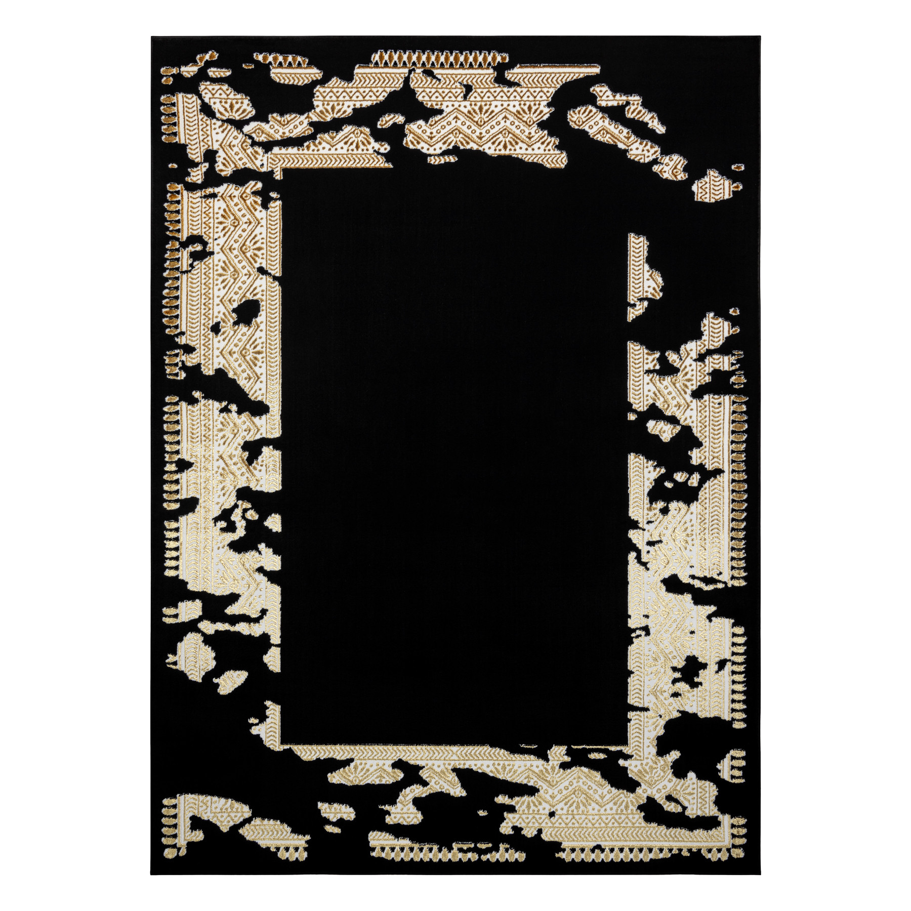 Dywany Łuszczów, Kusový koberec Allure 1965 black/gold, 160x220, čierna, kancelária