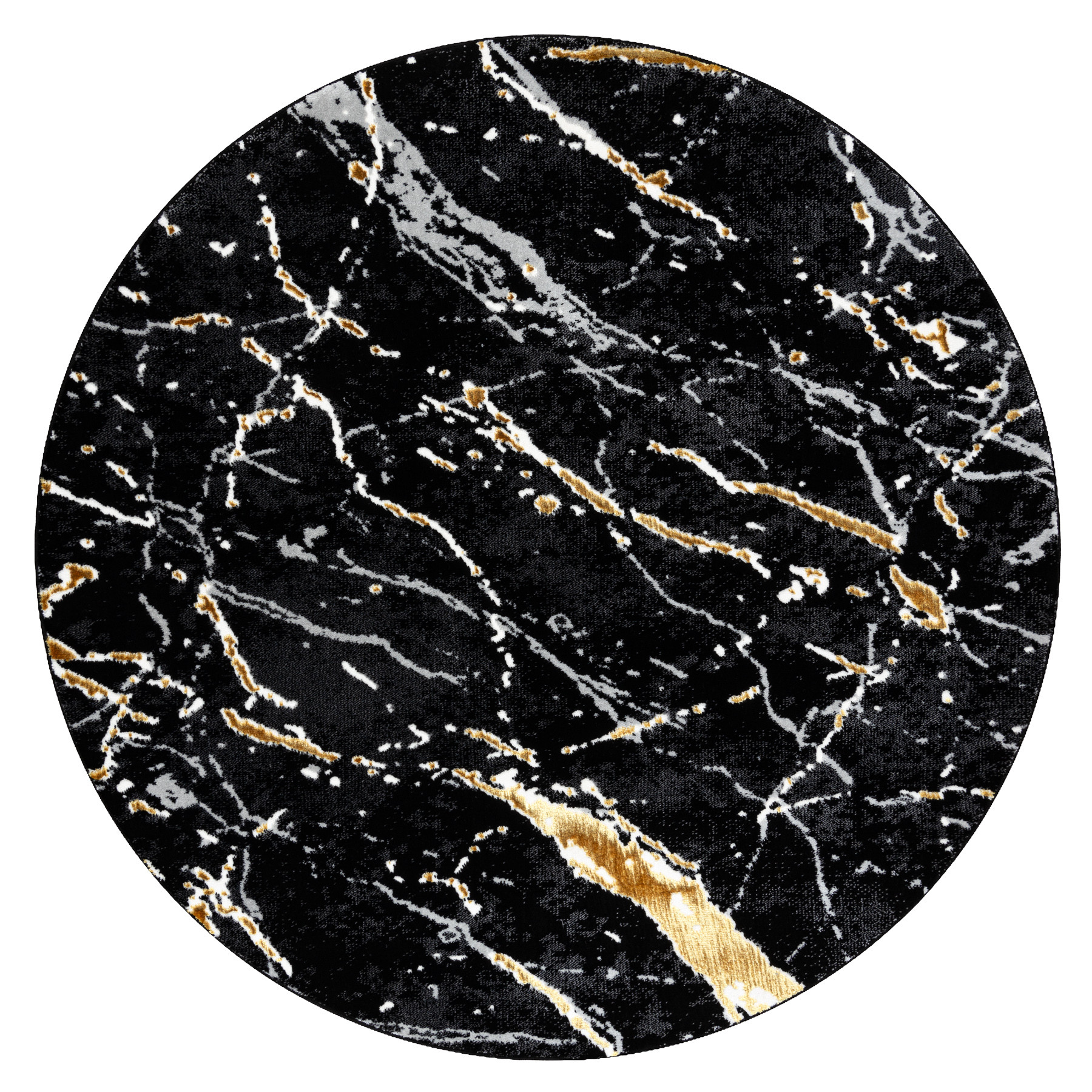 Dywany Łuszczów, Kusový koberec Allure 1963 black/gold kruh, 200x200 (priemer) kruh, čierna, kancelária