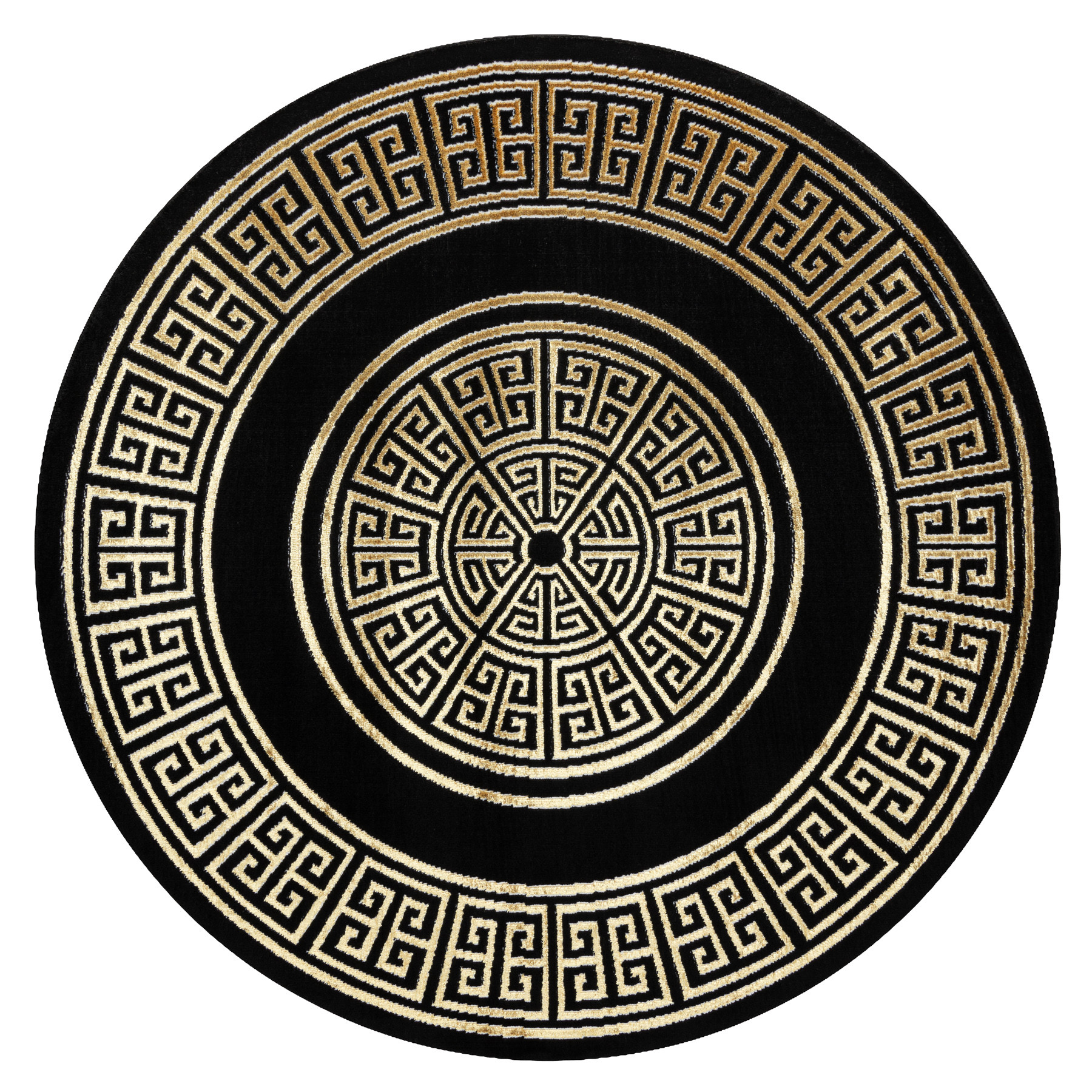 Dywany Łuszczów, Kusový koberec Allure 1968 black/gold kruh, 200x200 (priemer) kruh, čierna, kancelária