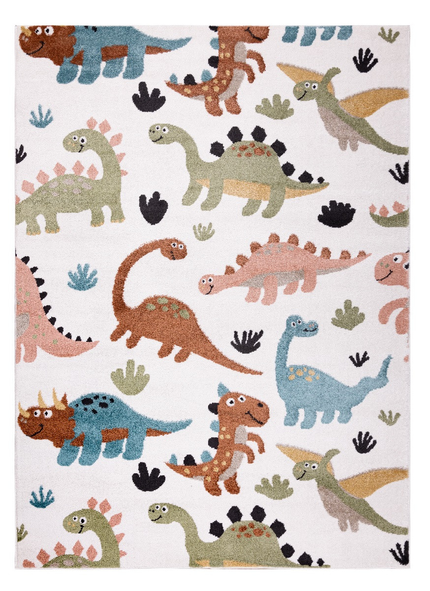 Dywany Łuszczów, AKCIA: 160x220 cm Detský kusový koberec Fun Dino cream, viacfarebná, detská izba