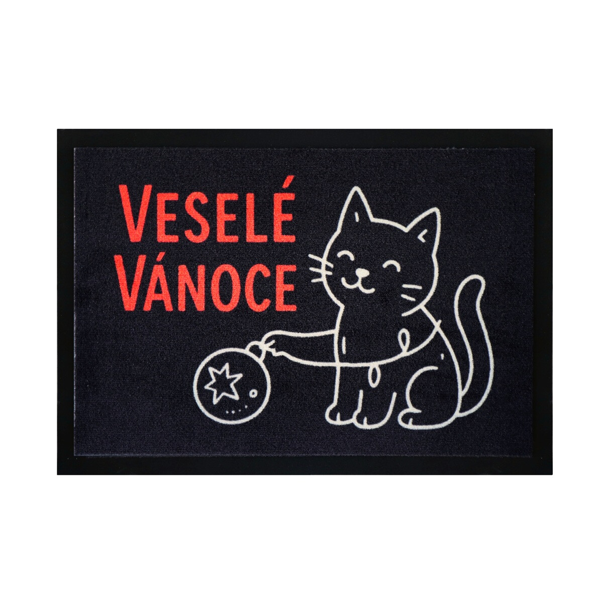 E-shop Mercury Flooring, Rohožka Veselé Vianoce s mačkou 40x60 cm, 40x60, čierna