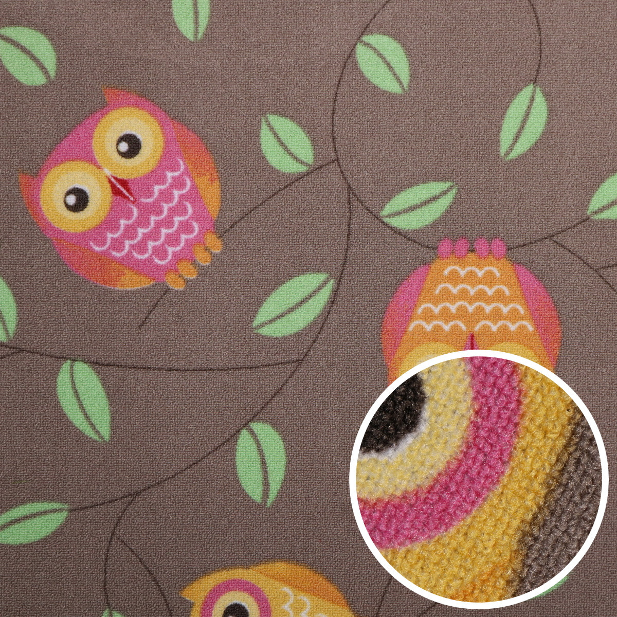 AKCIA: 135x300 cm Detský kusový koberec Little Owls - obšitý zo všetkých strán, šíře, hnedá, filc, detská izba