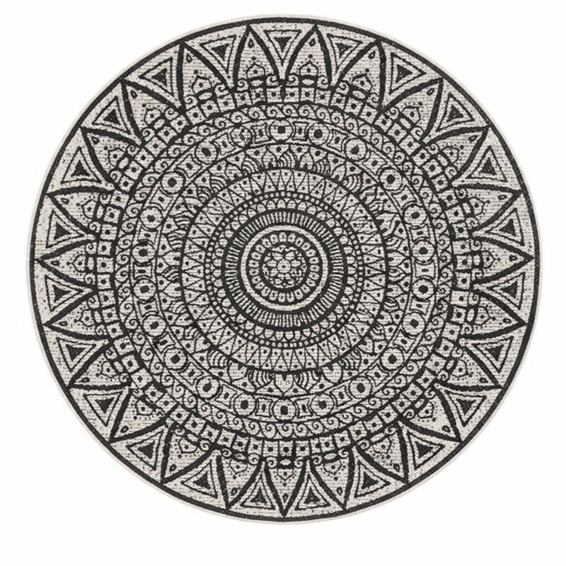 Mujkoberec Original, Kusový koberec Mojkoberec Original Nora 104161 Black Creme kruh – na von aj na doma, 240x240 (priemer) kruh, čiernobiela, chodba / predsieň