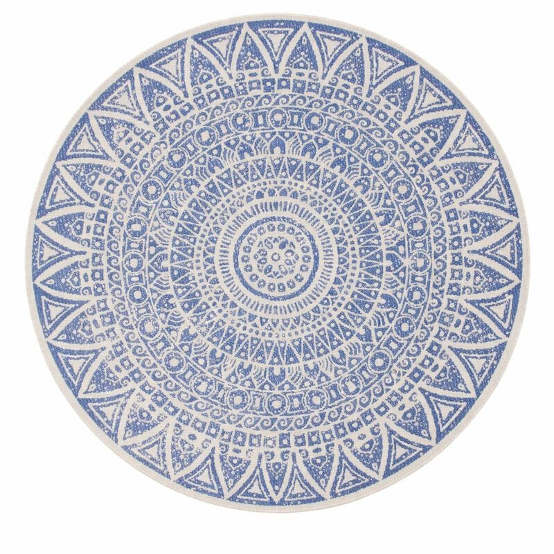 Mujkoberec Original, Kusový koberec Mojkoberec Original Nora 104162 Blue Creme kruh – na von aj na doma, 200x200 (priemer) kruh, modrá, chodba / predsieň