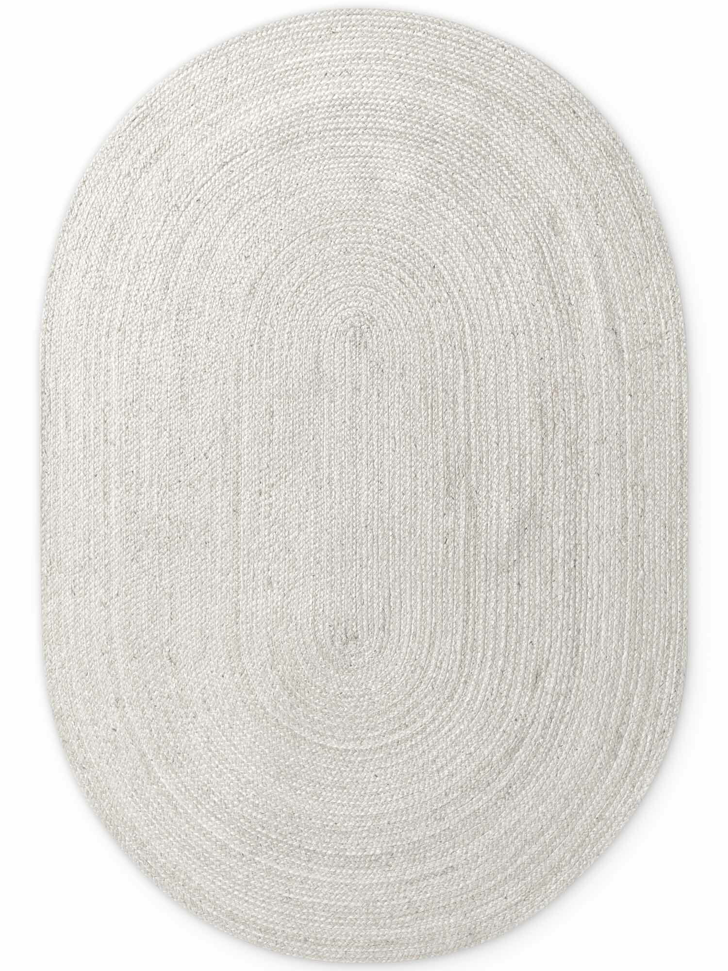 Hanse Home, Kusový koberec Jute Braided 106321 White ovál, 160x230 ovál, biela, chodba / predsieň