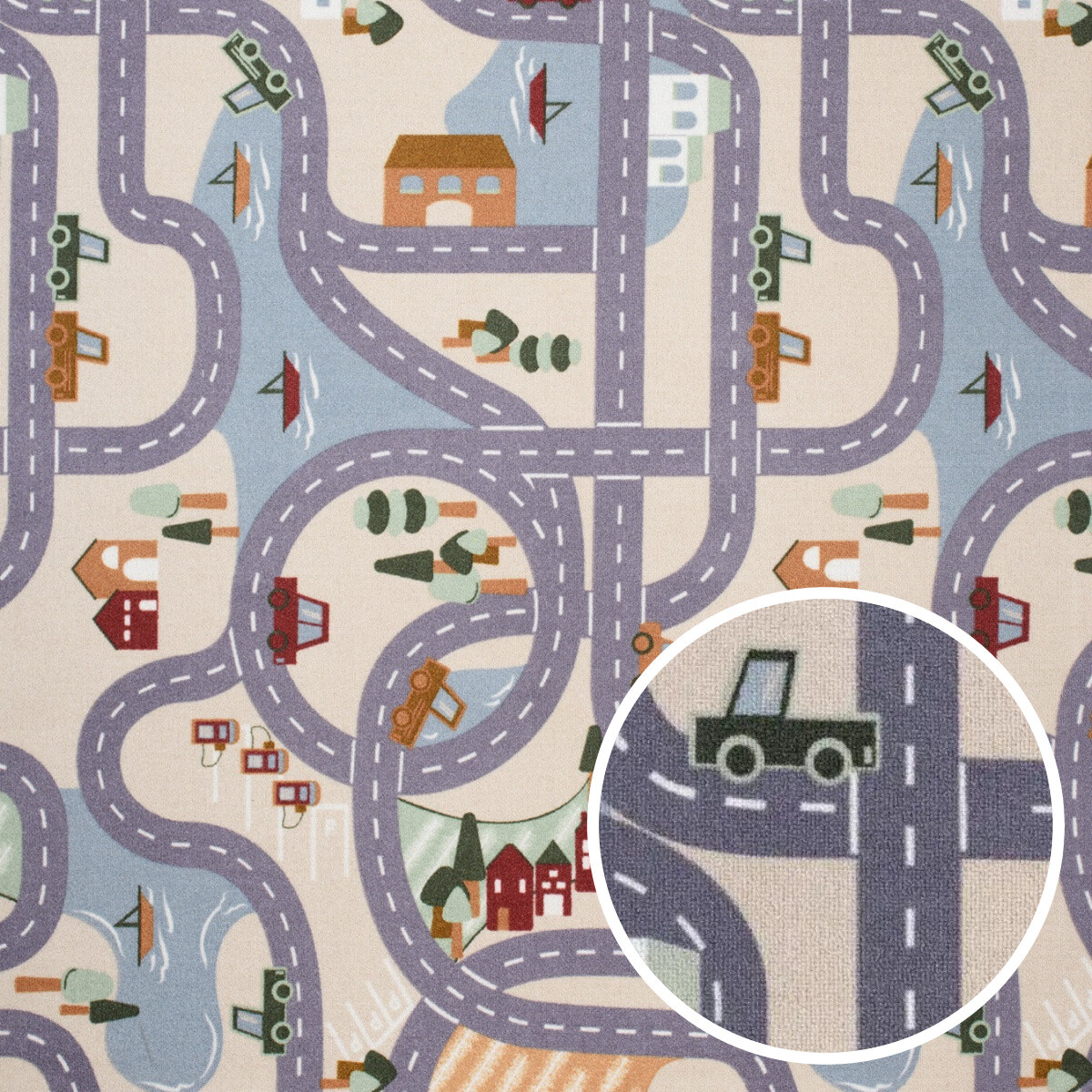 Vopi, Detský metrážny koberec Scanroad 39 - neúčtujeme odrezky z role, na mieru, šíře 1,33m,1m,2m,3m,4m,na mieru, neúčtujeme odrezky, viacfarebná, filc, detská izba