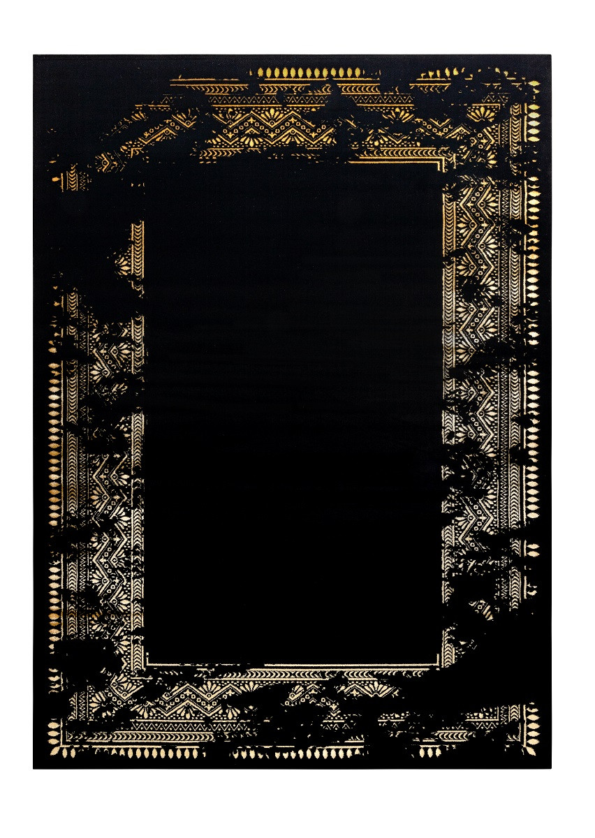 Dywany Łuszczów, AKCIA: 200x290 cm Kusový koberec Gloss 408C 86 glamour black/gold, čierna, chodba / predsieň
