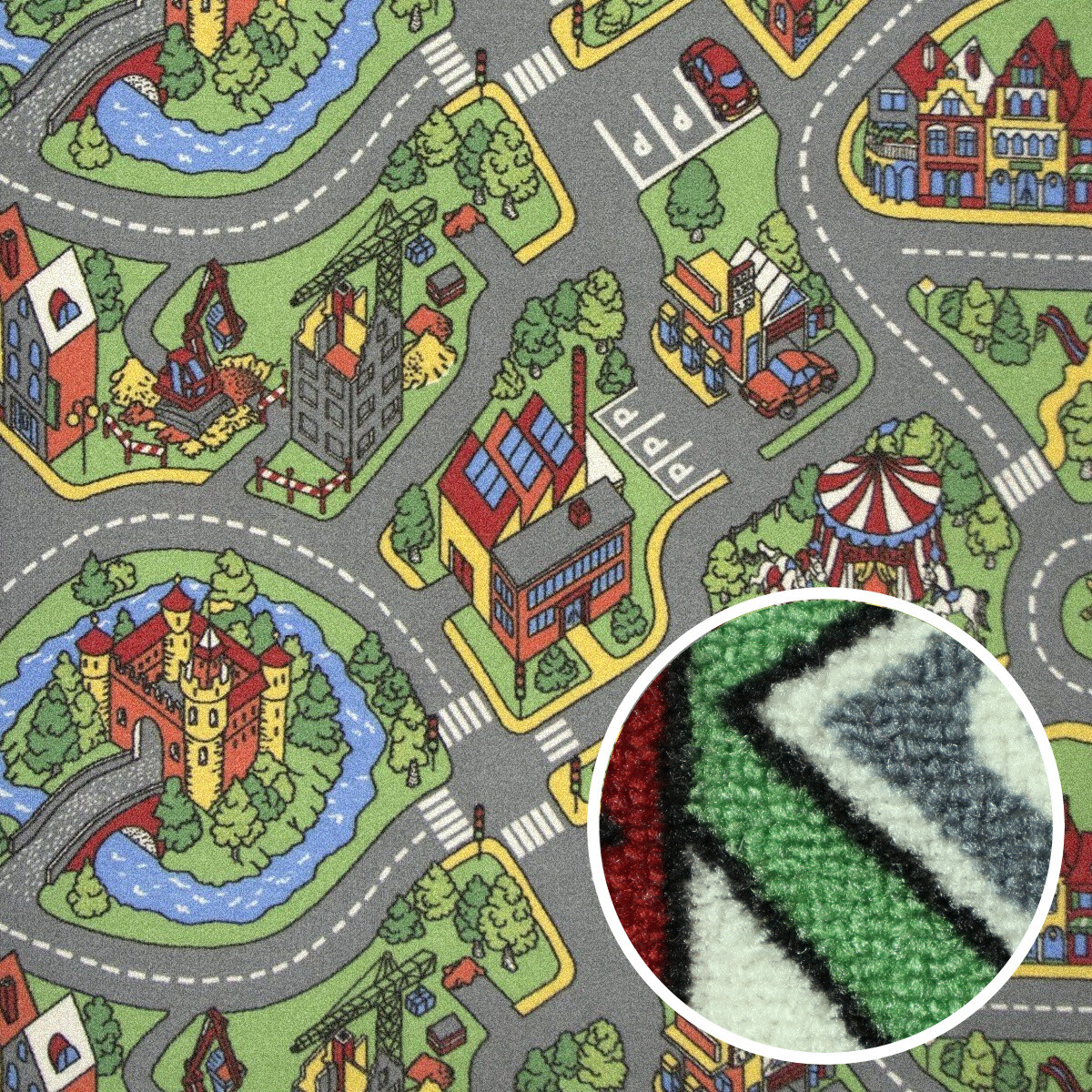 Vopi, Detský metrážny koberec Hravé mesto - neúčtujeme odrezky z role, na mieru, šíře 1,33m,1m,2m,3m,4m,na mieru, neúčtujeme odrezky, viacfarebná, filc, detská izba