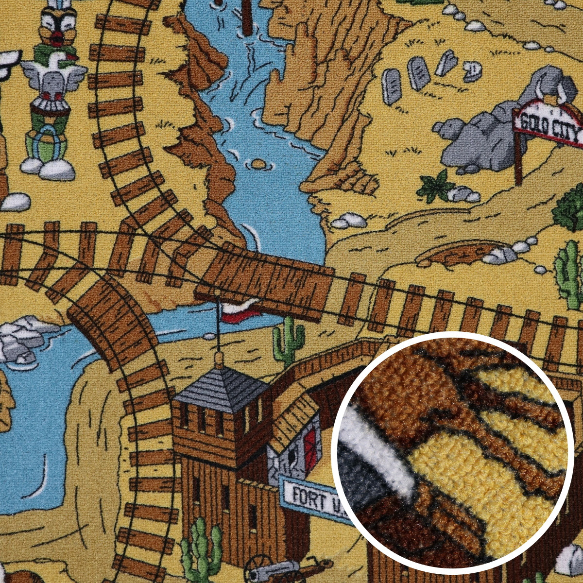 AladinWorld Expres, AKCIA: 120x170 cm Detský kusový koberec Western - obšitý zo všetkých strán, šíře, viacfarebná, filc, detská izba