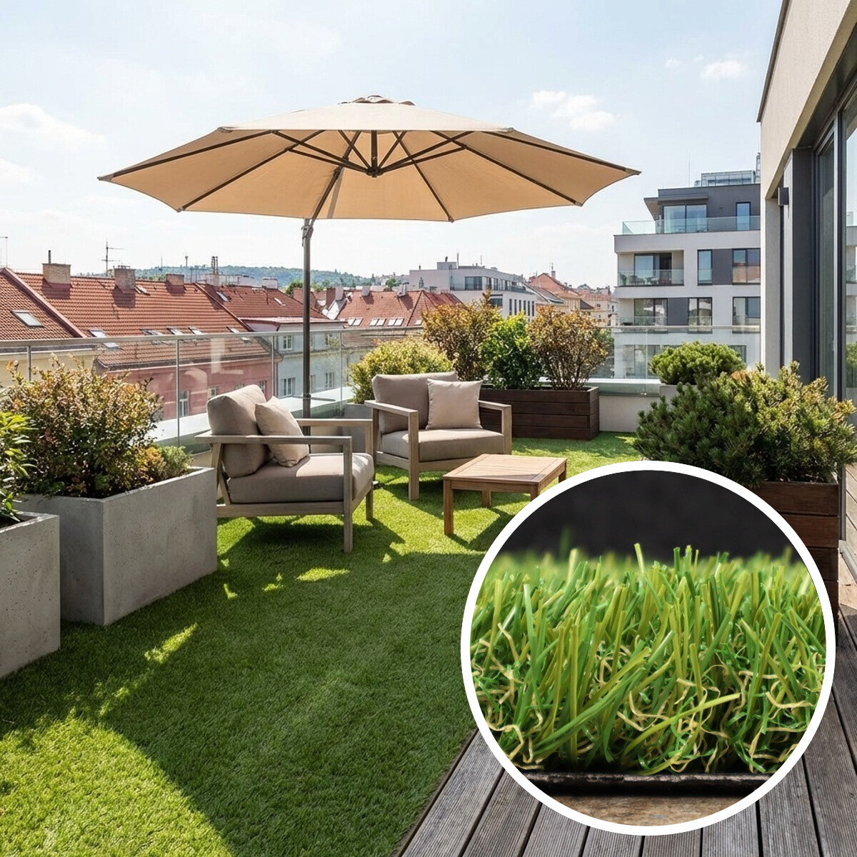 Europe Grass, Umelá tráva Rosalia, vyrezať kruh, šíře 4m, zelená