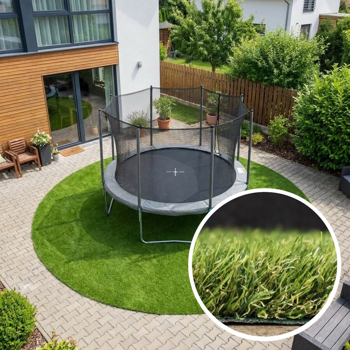 Europe Grass, Umelá tráva Botanic kruh, 300x300 (priemer) kruh, zelená, exteriér